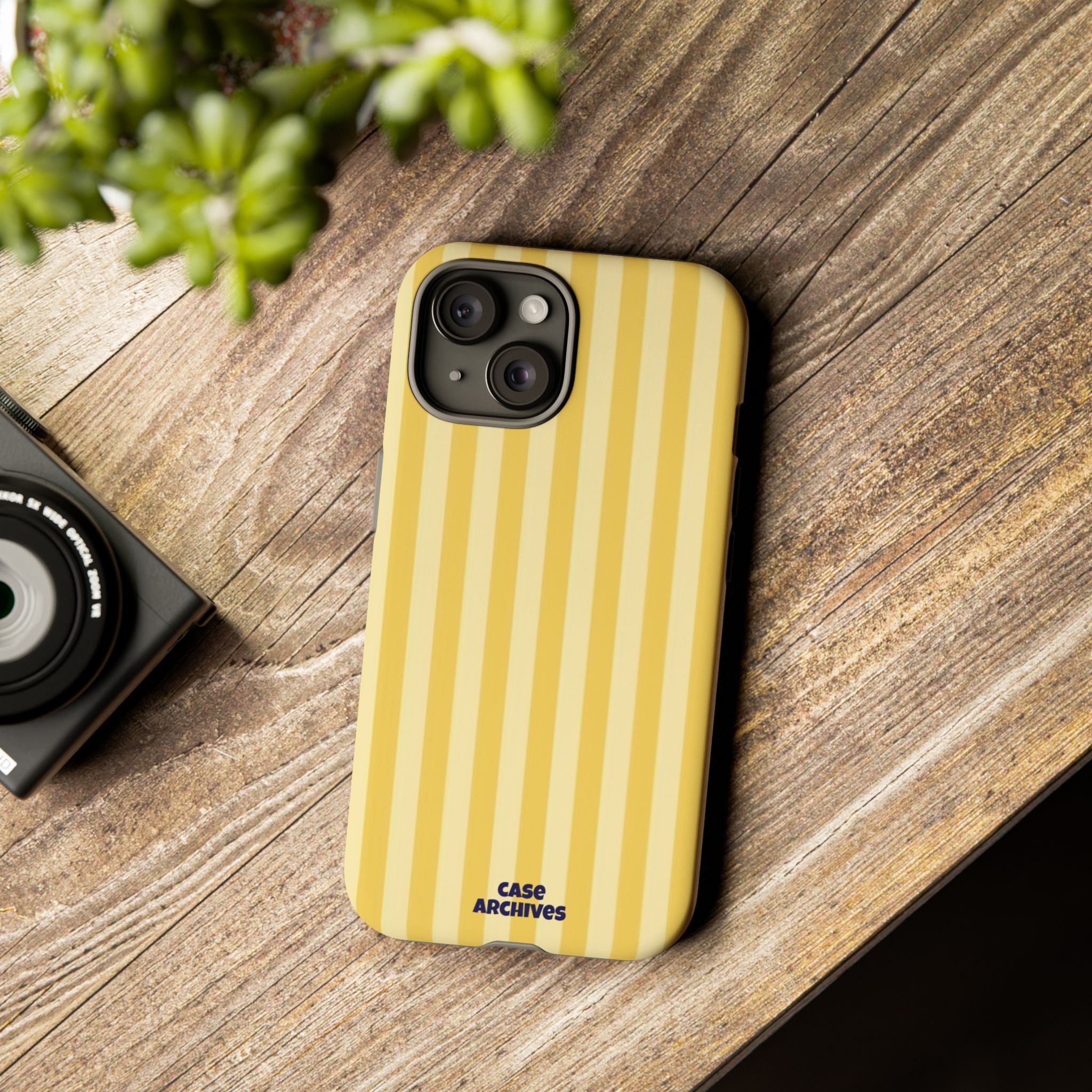 Yellow Striped Tough Phone Case – Durable Protective Cover (Case Archives)