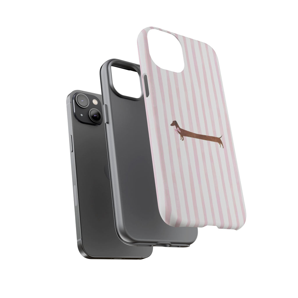 Dachshund Stripe Phone Case — Cute Pink Wiener Dog Protective Case