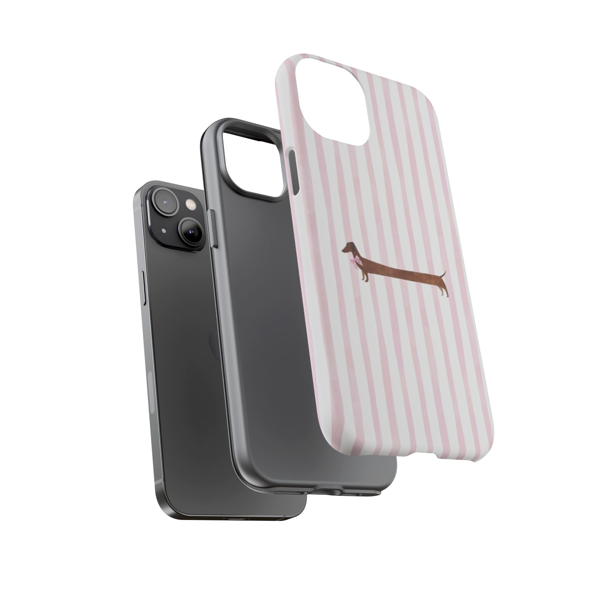 Dachshund Stripe Phone Case — Cute Pink Wiener Dog Protective Case