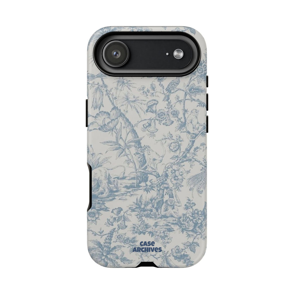 Toile Floral Tough Phone Case — Blue Vintage Botanical iPhone Protection