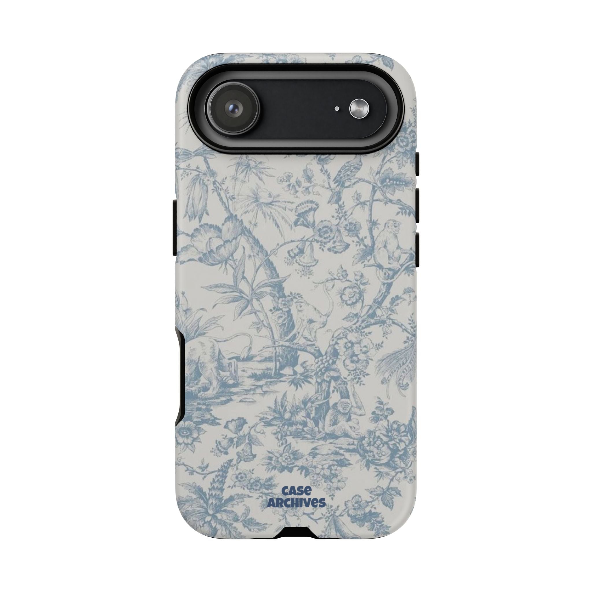 Toile Floral Tough Phone Case — Blue Vintage Botanical iPhone Protection