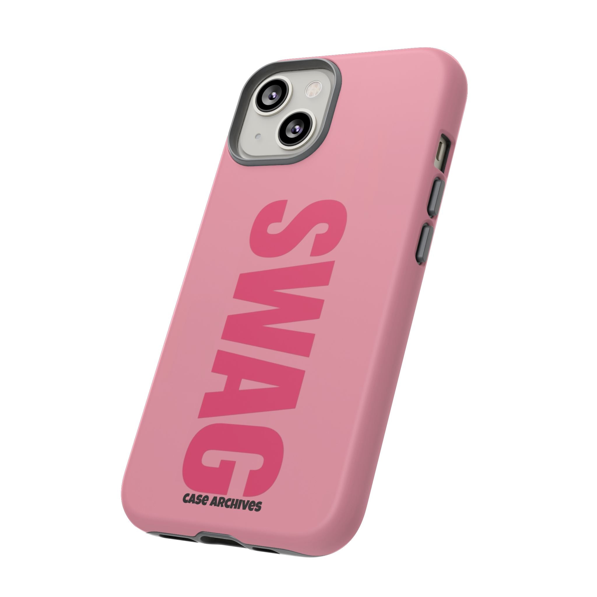 SWAG phone case | Pink protective tough case, bold vertical text