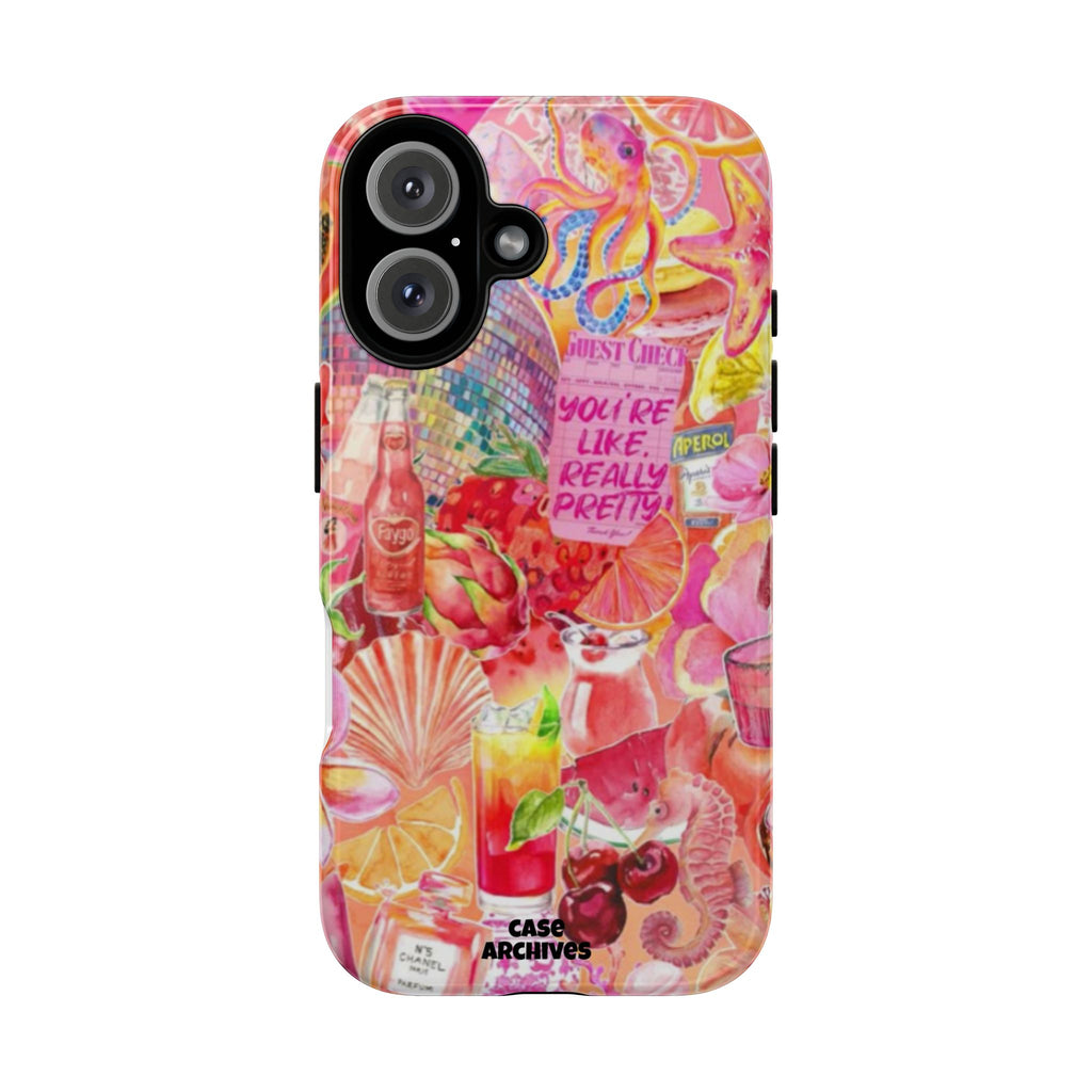 Phone Case — Pink Tropical Collage "You're Like, Really Pretty"