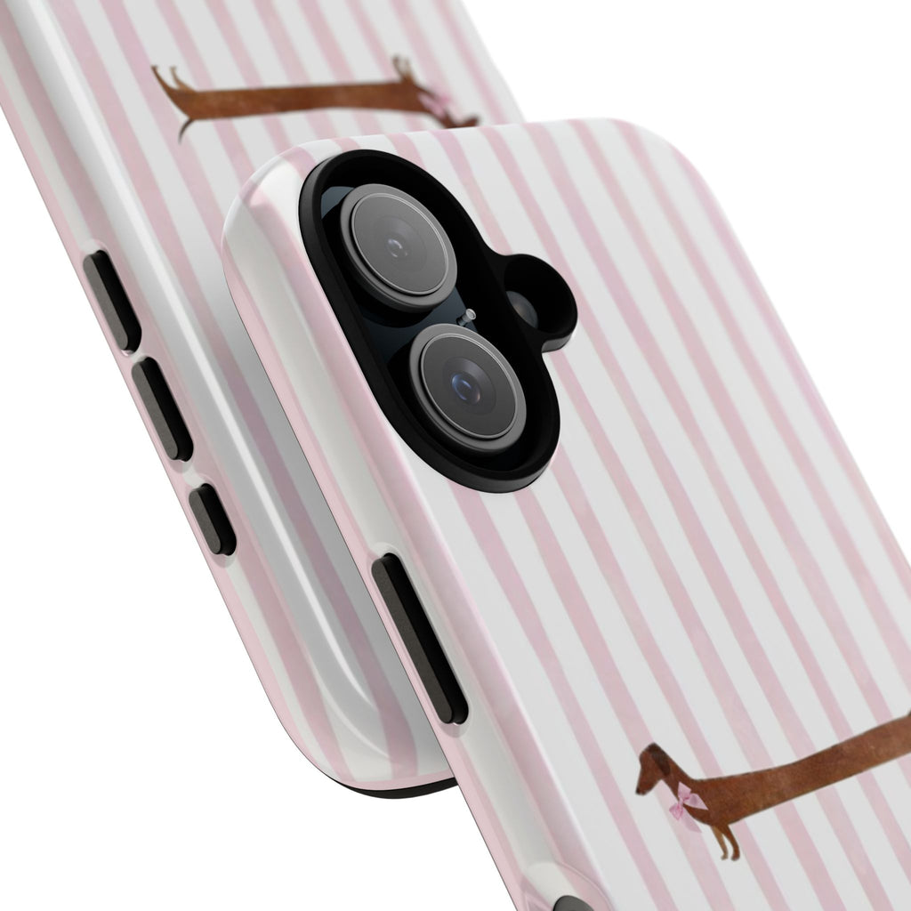 Dachshund Stripe Phone Case — Cute Pink Wiener Dog Protective Case