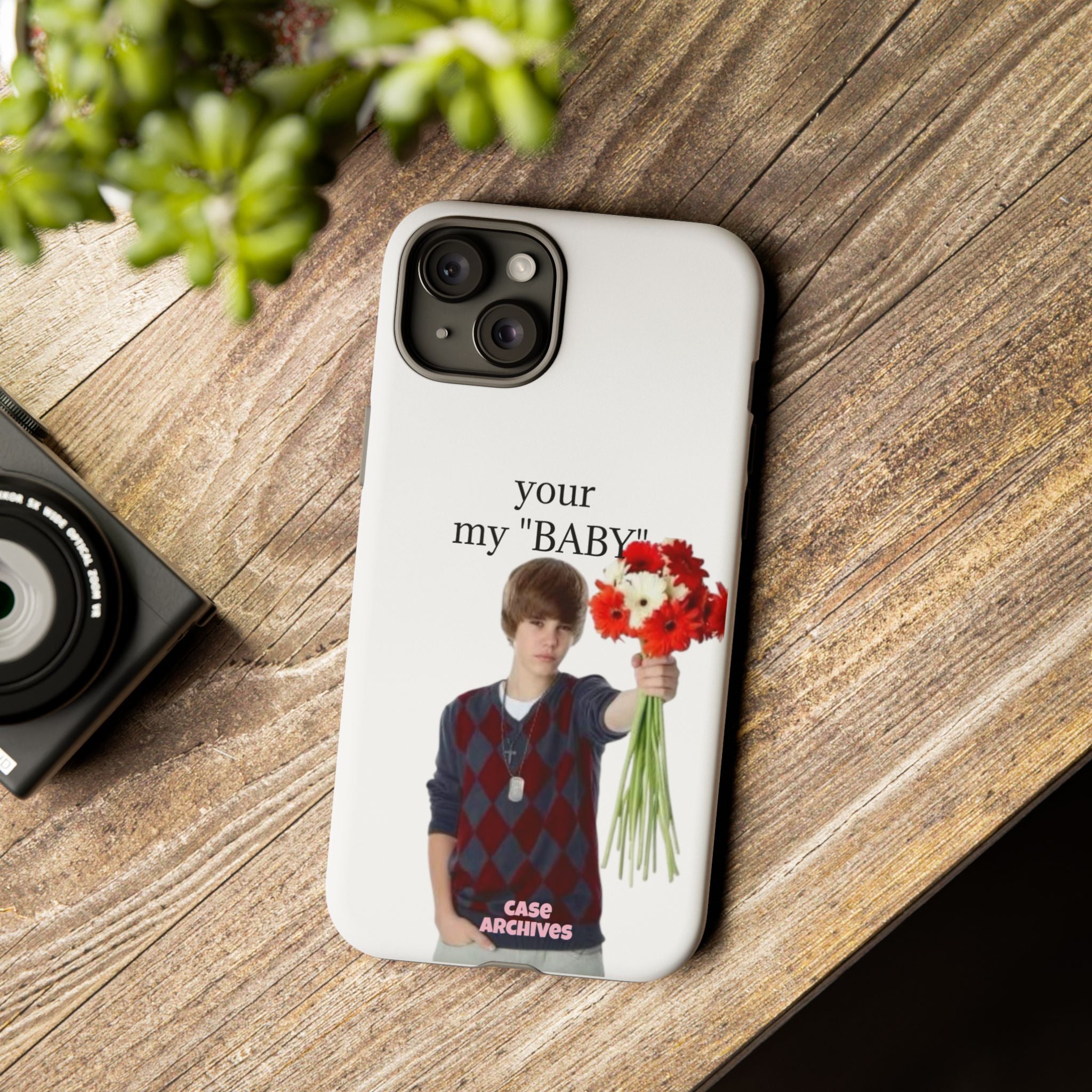 “your my 'BABY'” Justin Retro Photo Floral Design
