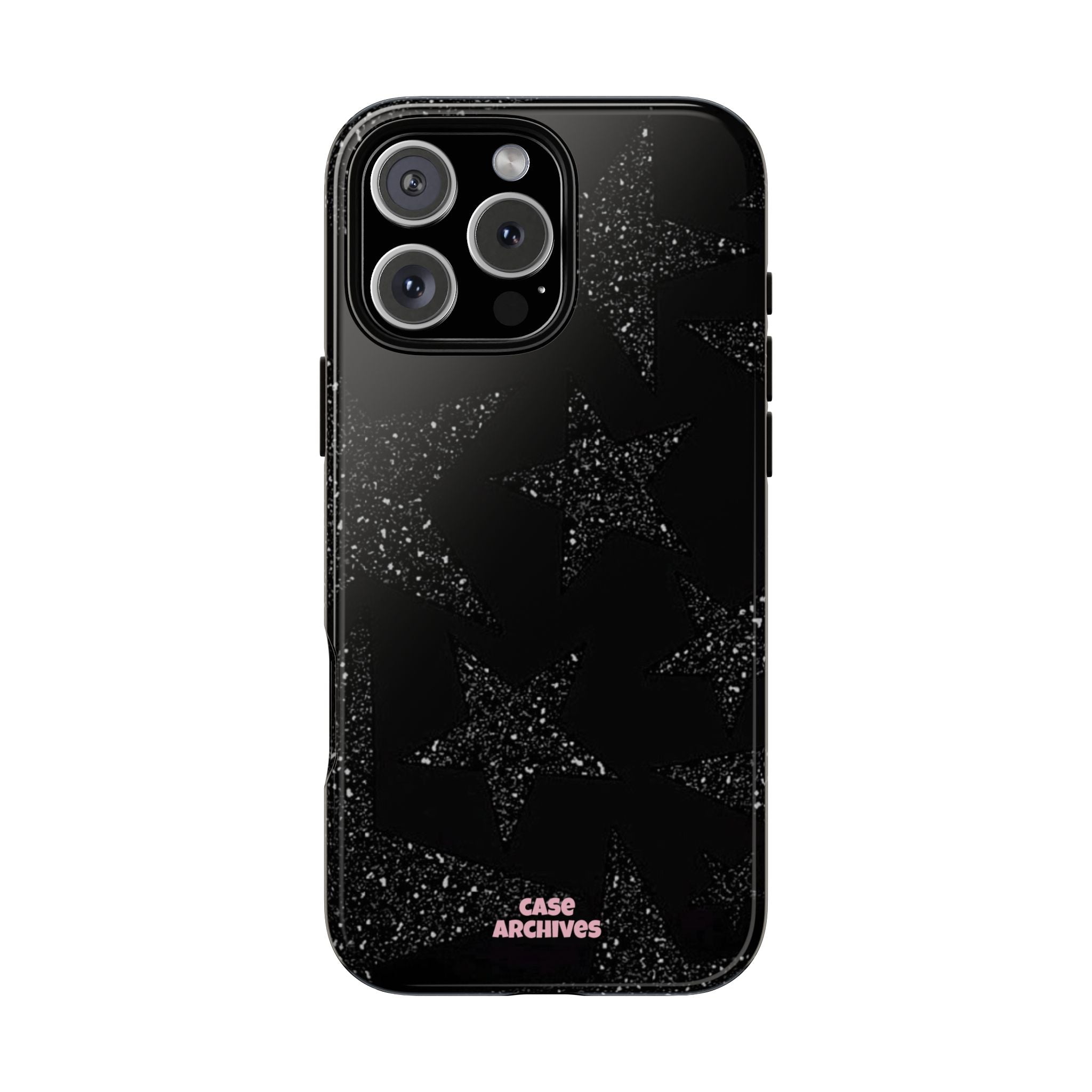 Glitter Star Tough Case — Black Sparkle Phone Protection