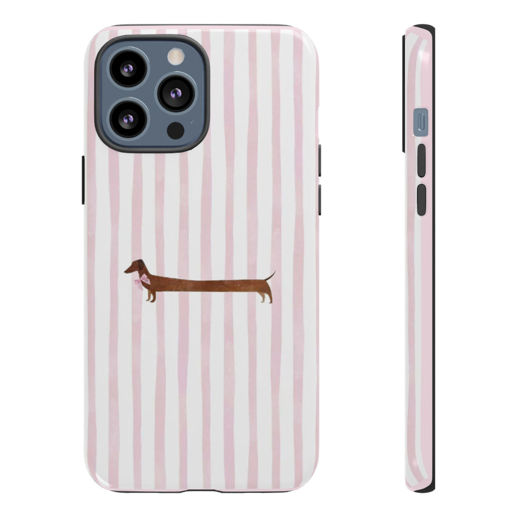 Dachshund Stripe Phone Case — Cute Pink Wiener Dog Protective Case