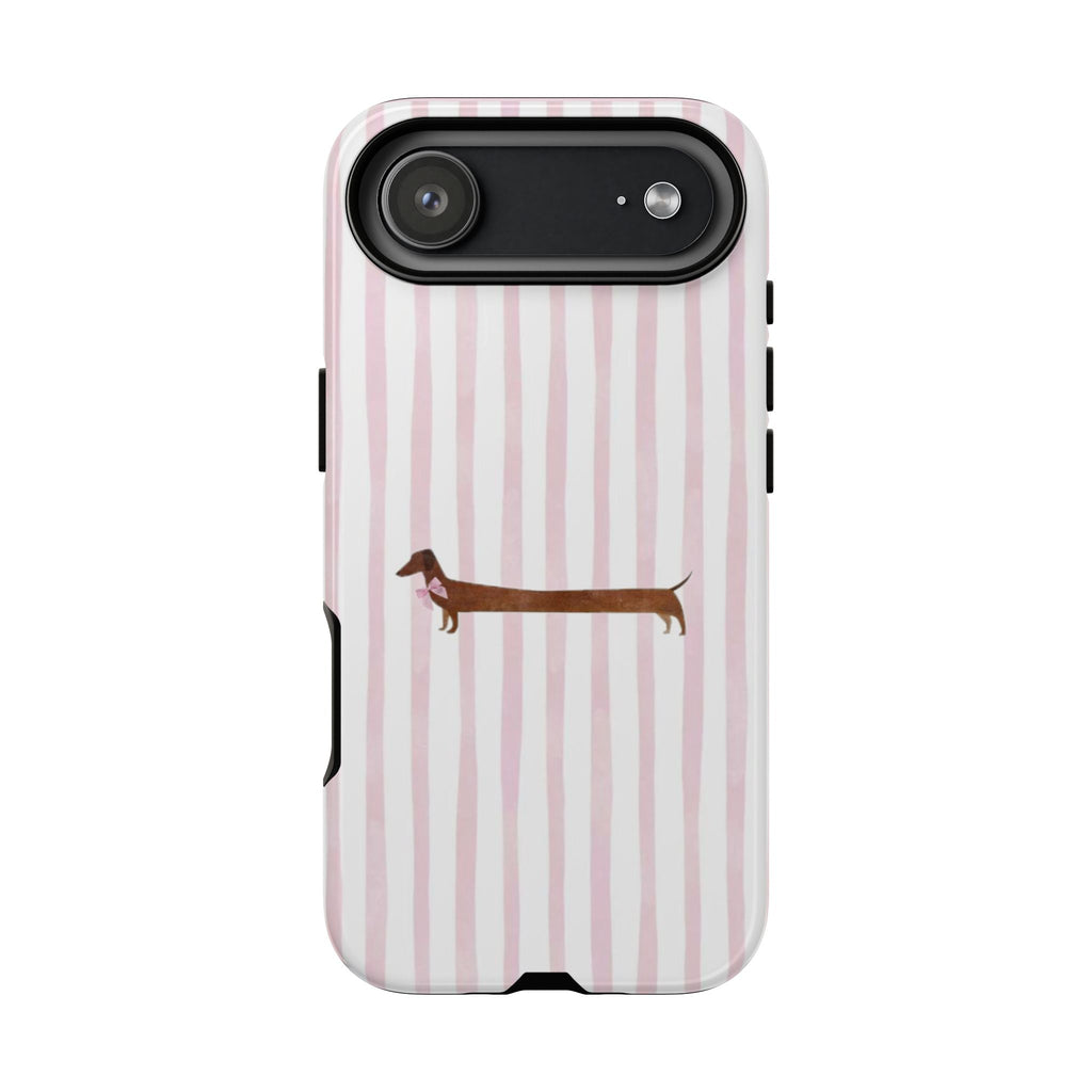 Dachshund Stripe Phone Case — Cute Pink Wiener Dog Protective Case
