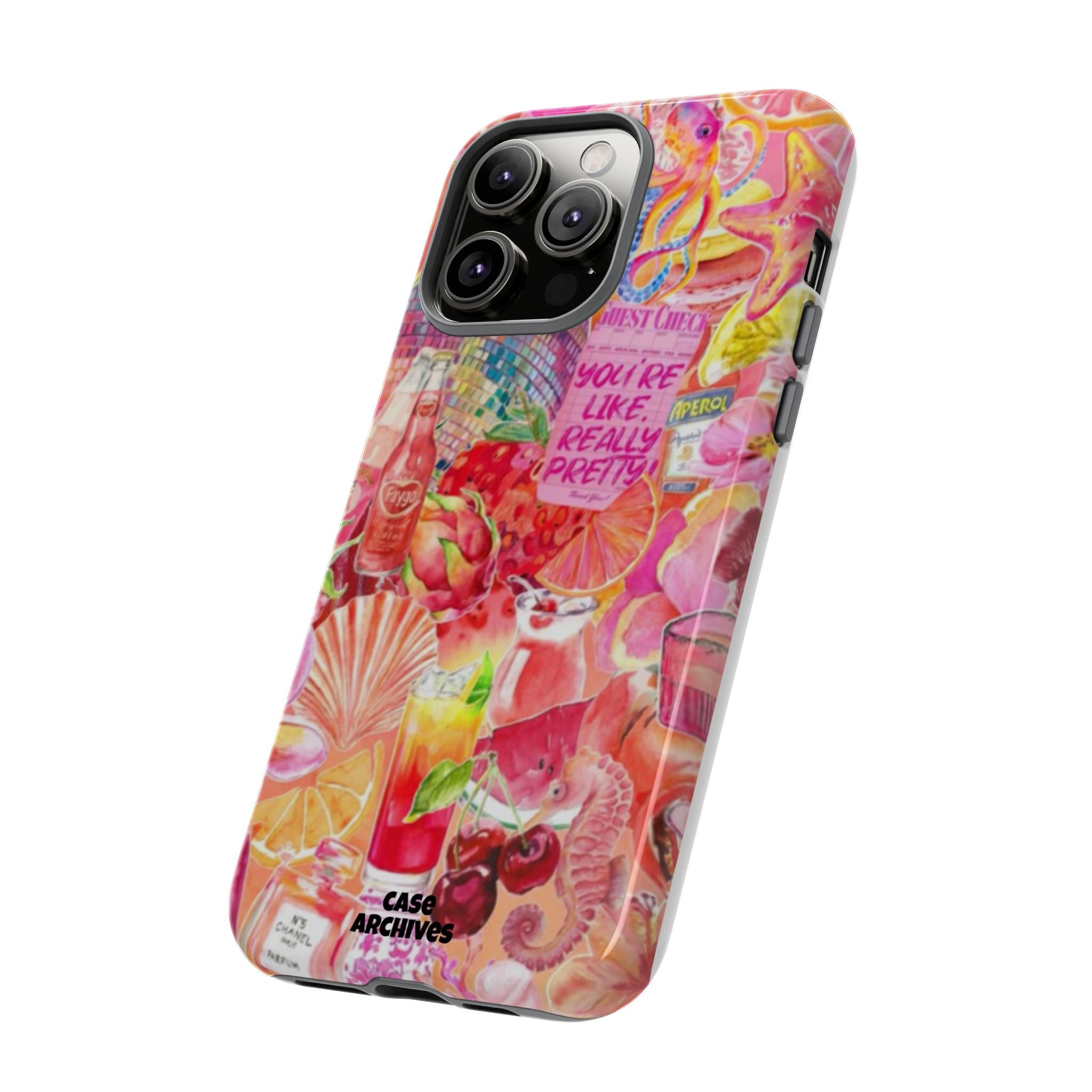 Phone Case — Pink Tropical Collage "You're Like, Really Pretty"