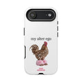 Chicken with style  'My Alter Ego' Tough Phone Case — Funny Leopard Print Rooster on Pink Slippers