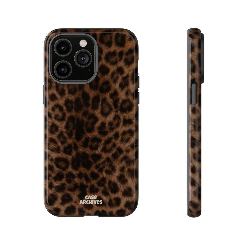 Leopard Print Phone Case — Protective Tough Case with Brown Animal Print