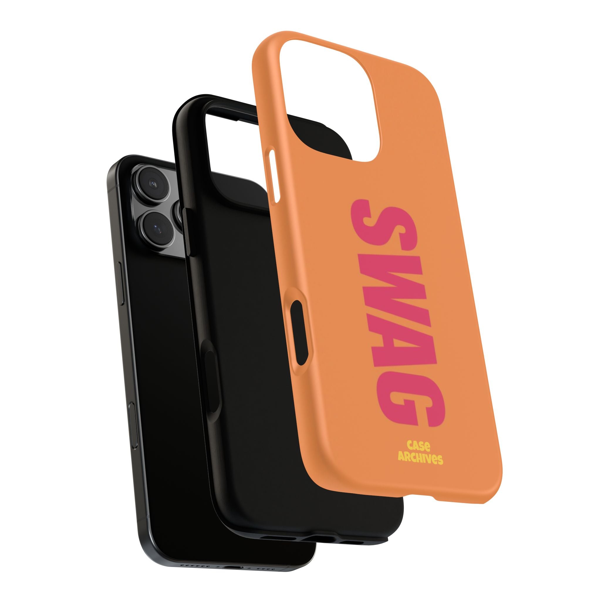 SWAG vertical text Tough Case | orange phone case, bold typography