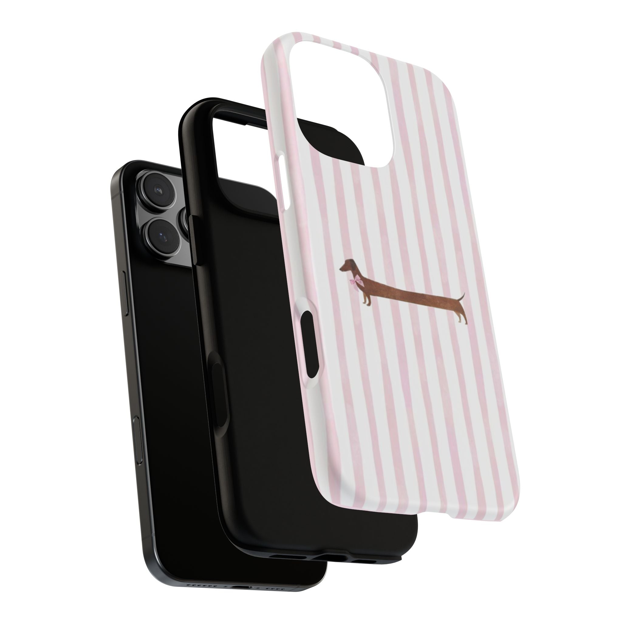 Dachshund Stripe Phone Case — Cute Pink Wiener Dog Protective Case