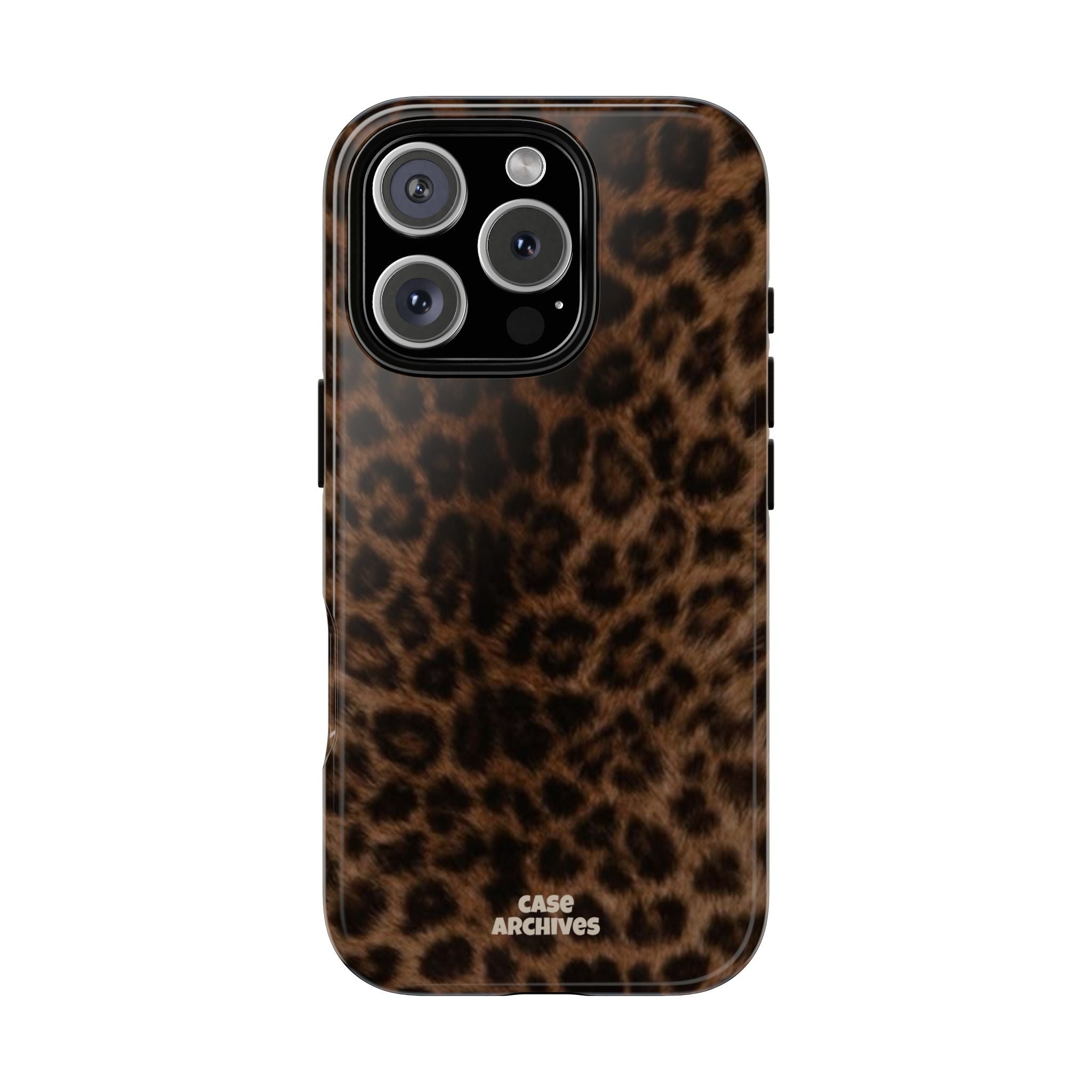 Leopard Print Phone Case — Protective Tough Case with Brown Animal Print