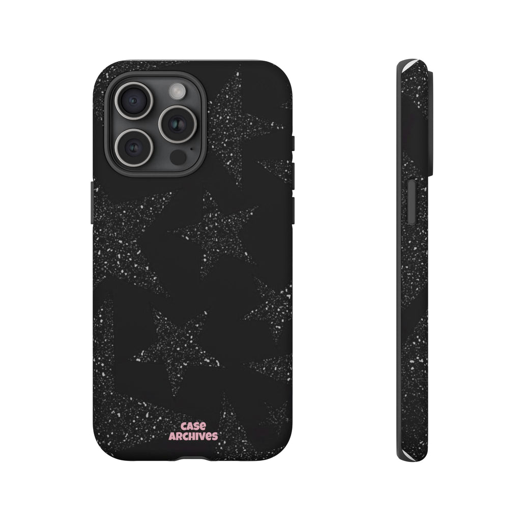 Glitter Star Tough Case — Black Sparkle Phone Protection