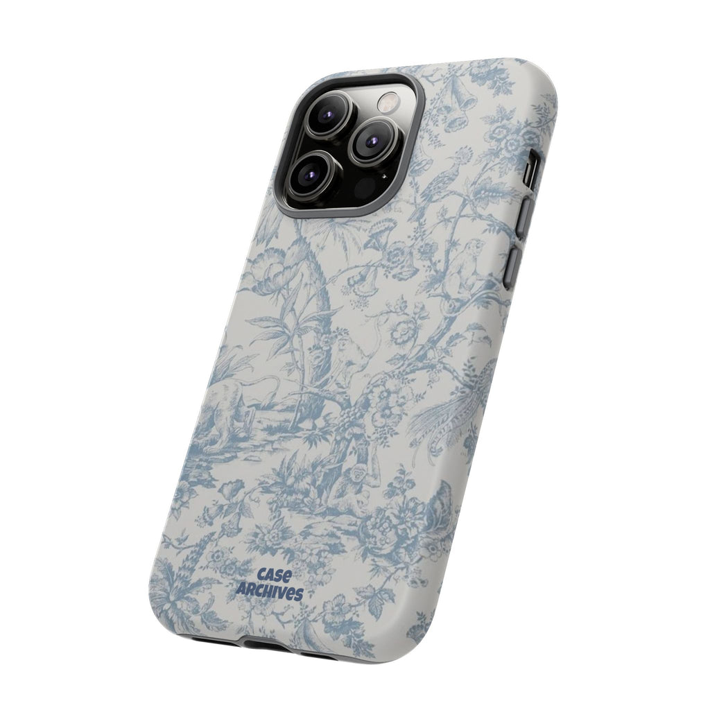Toile Floral Tough Phone Case — Blue Vintage Botanical iPhone Protection