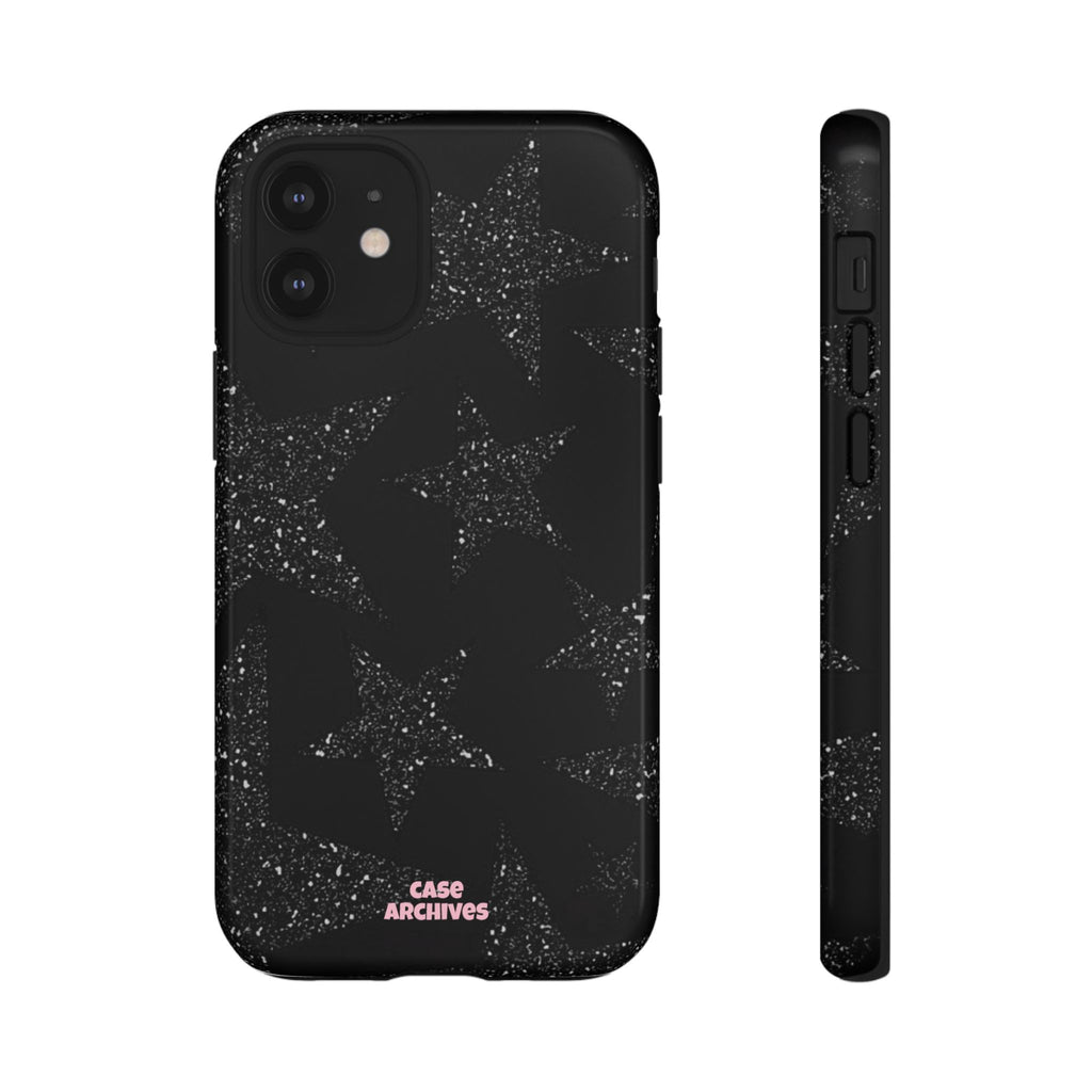Glitter Star Tough Case — Black Sparkle Phone Protection