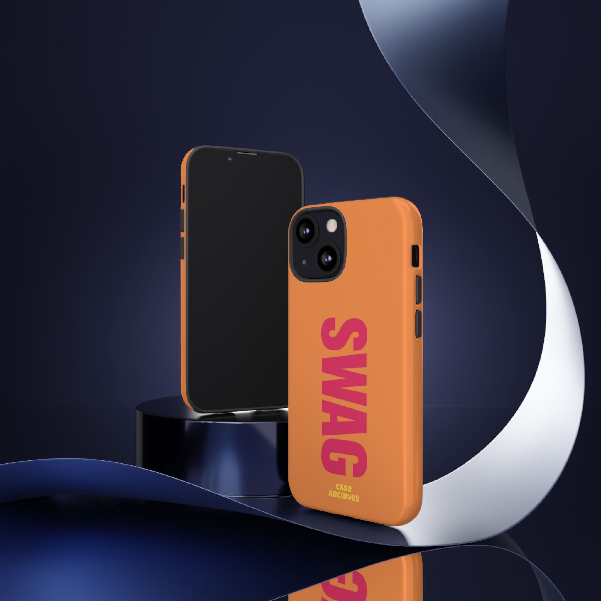 SWAG vertical text Tough Case | orange phone case, bold typography