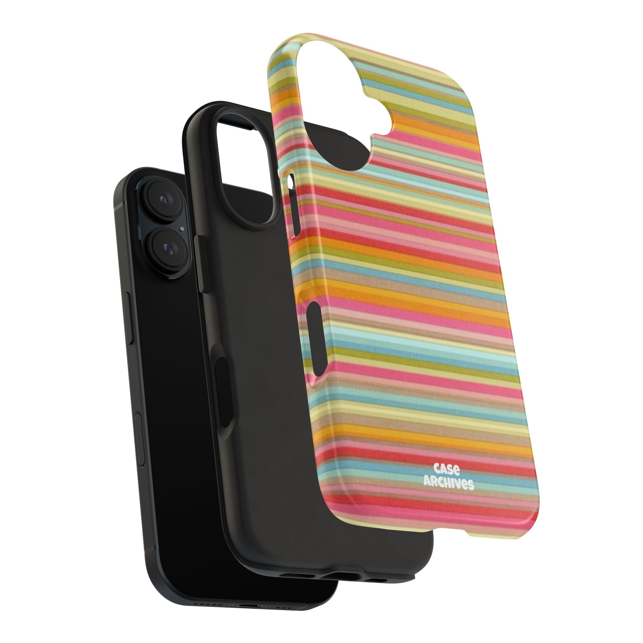Tough Phone Case — Colorful Retro Striped Protective Cover