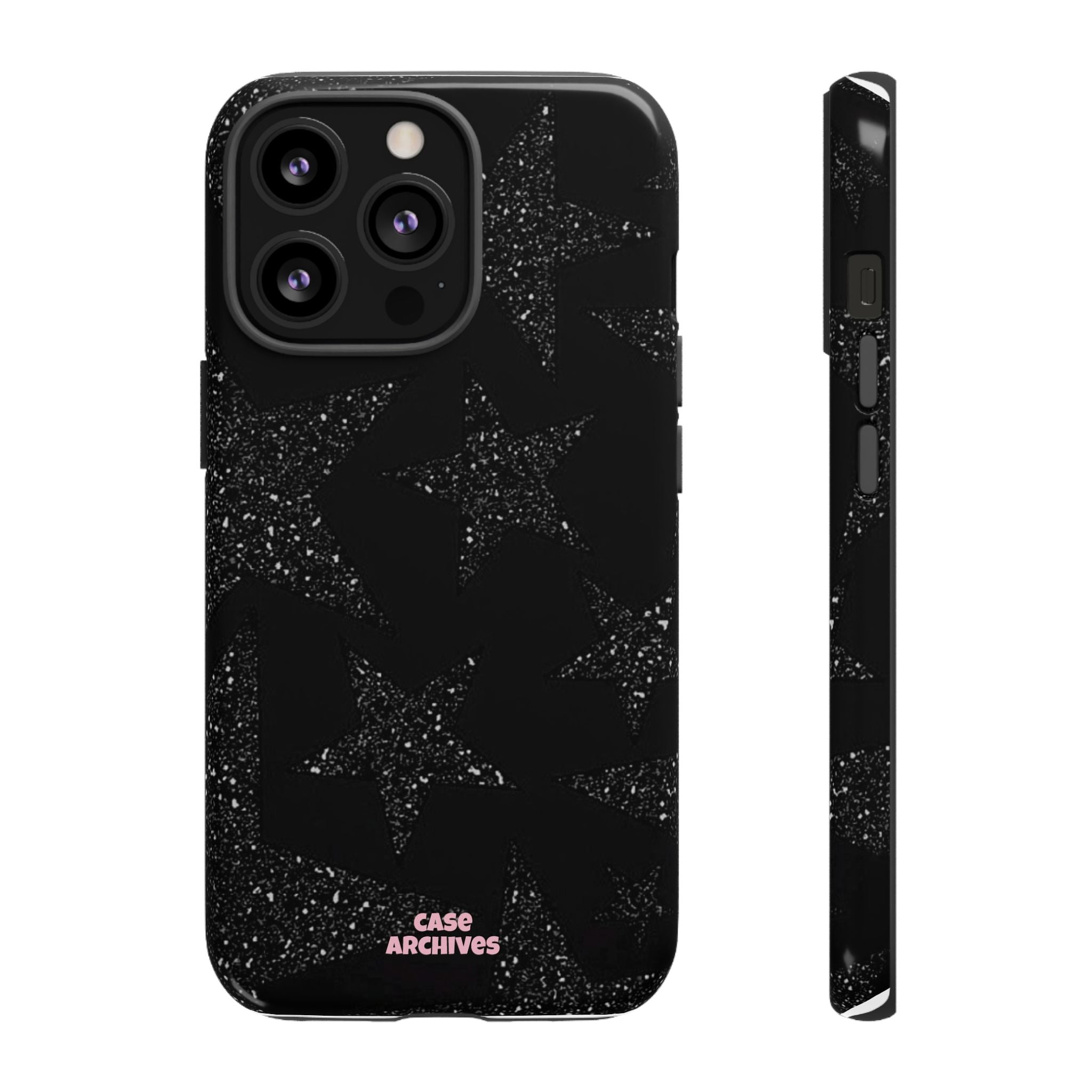 Glitter Star Tough Case — Black Sparkle Phone Protection