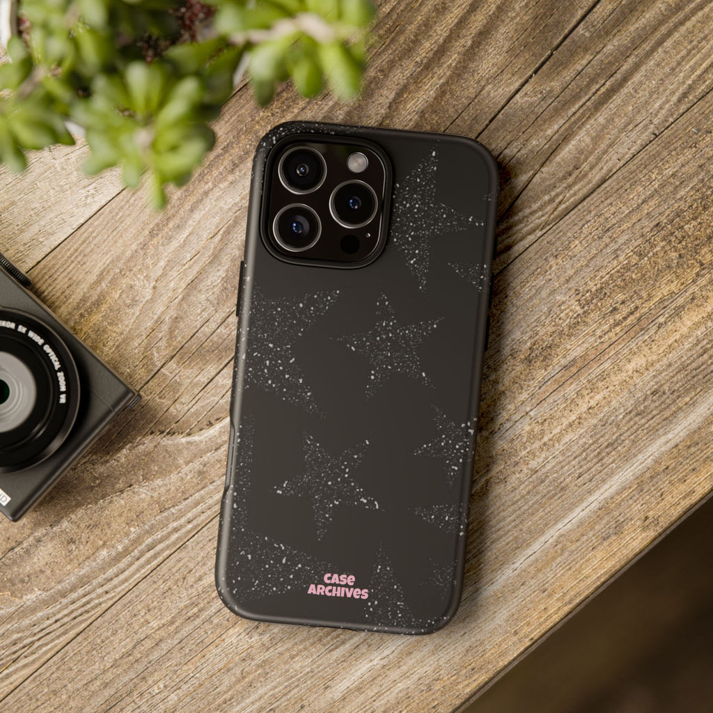 Glitter Star Tough Case — Black Sparkle Phone Protection