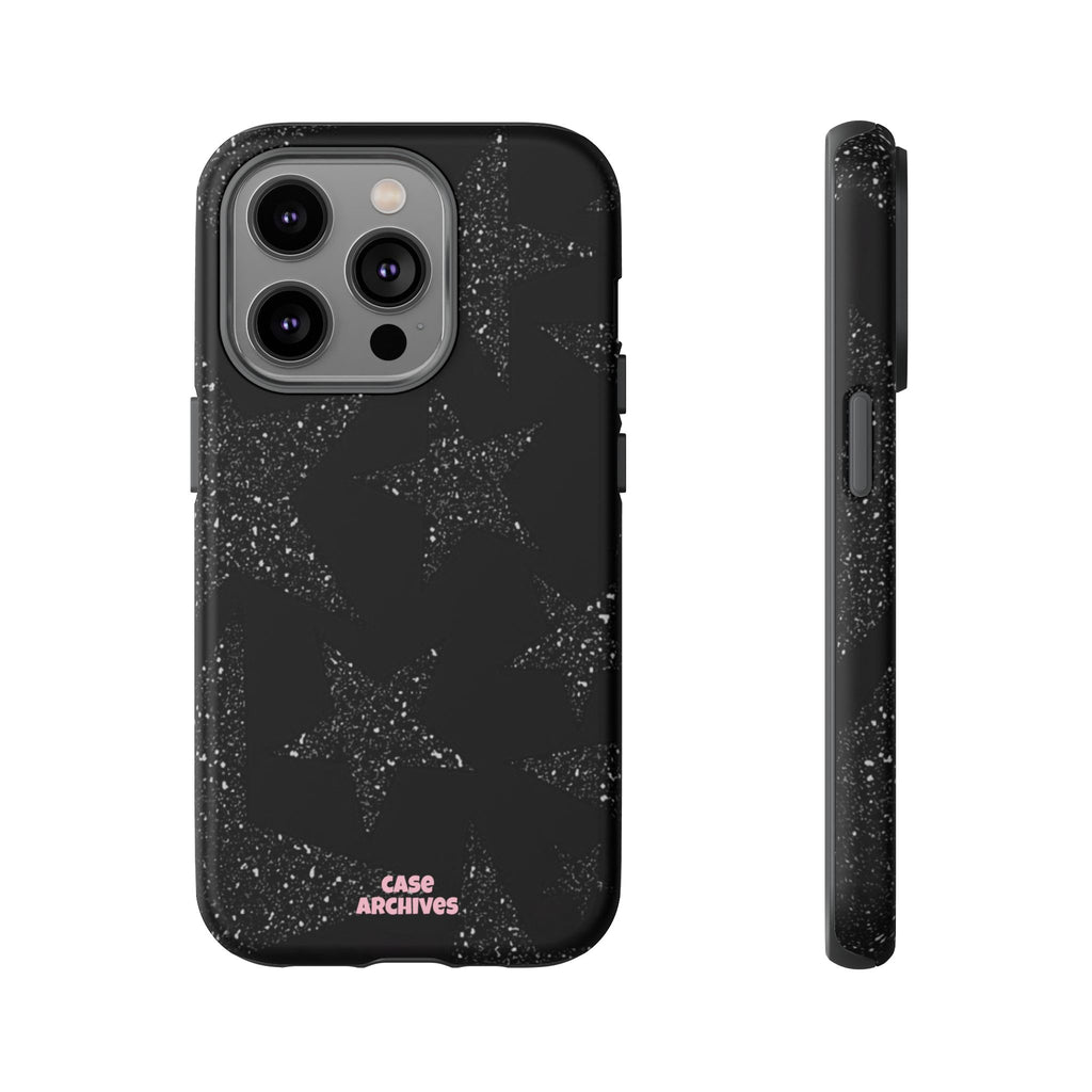 Glitter Star Tough Case — Black Sparkle Phone Protection