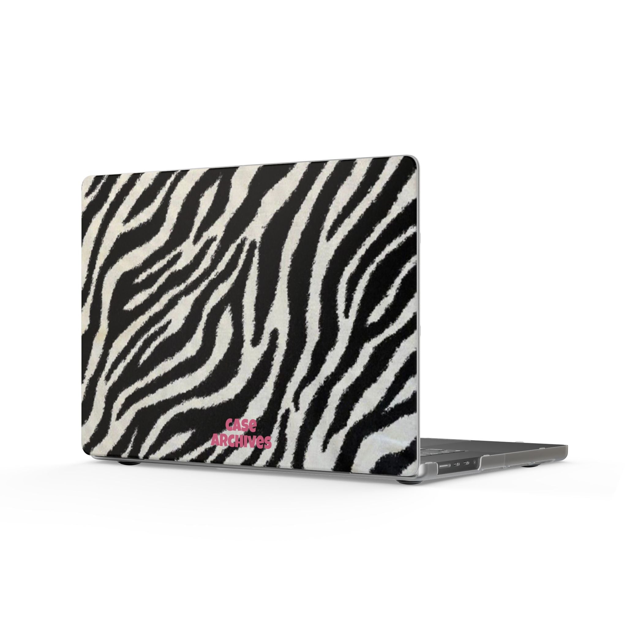 Zebra Print Matte MacBook Case — Black & White Animal Laptop Cover