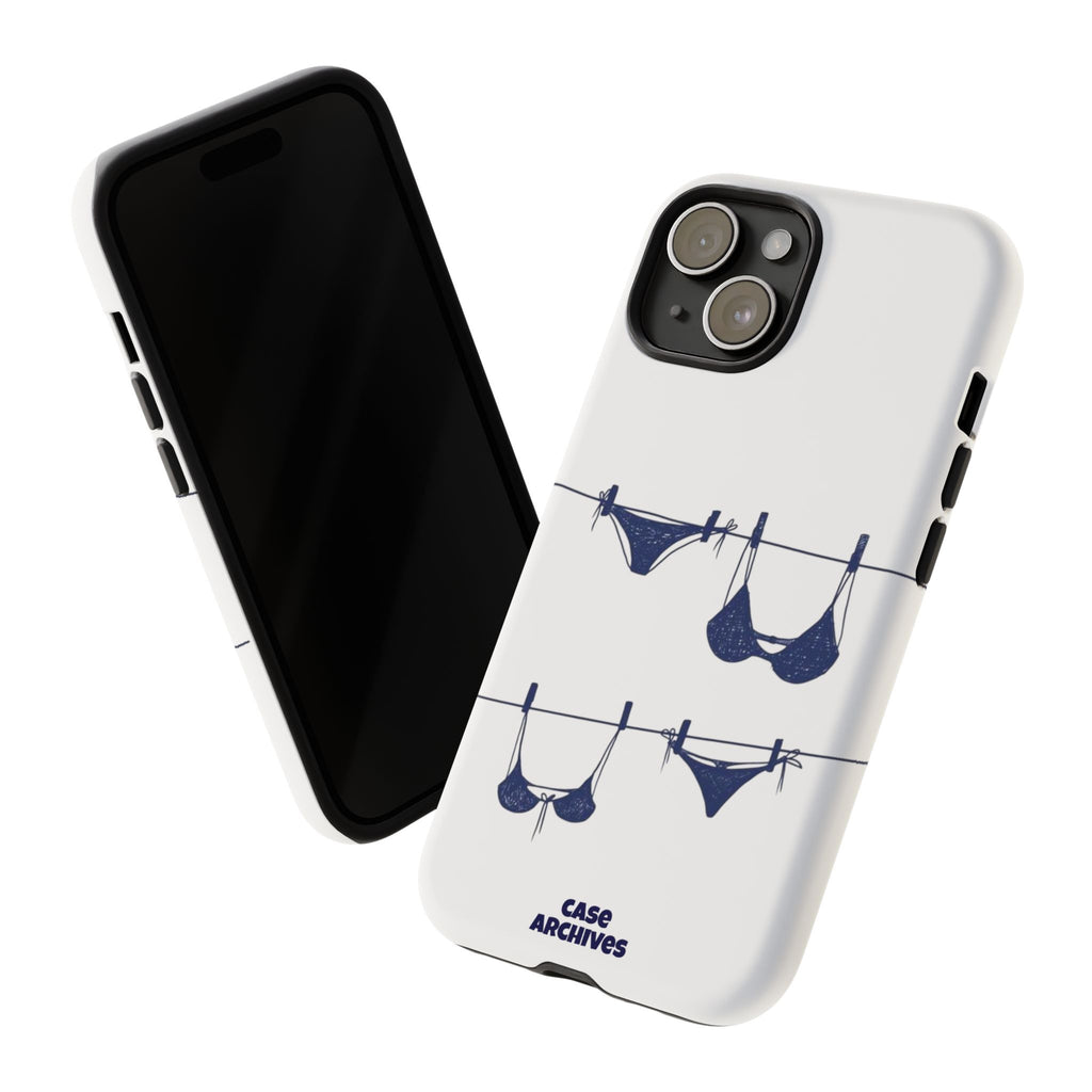 Phone Case — Blue swimsuit Clothesline Illustration Protective Cover