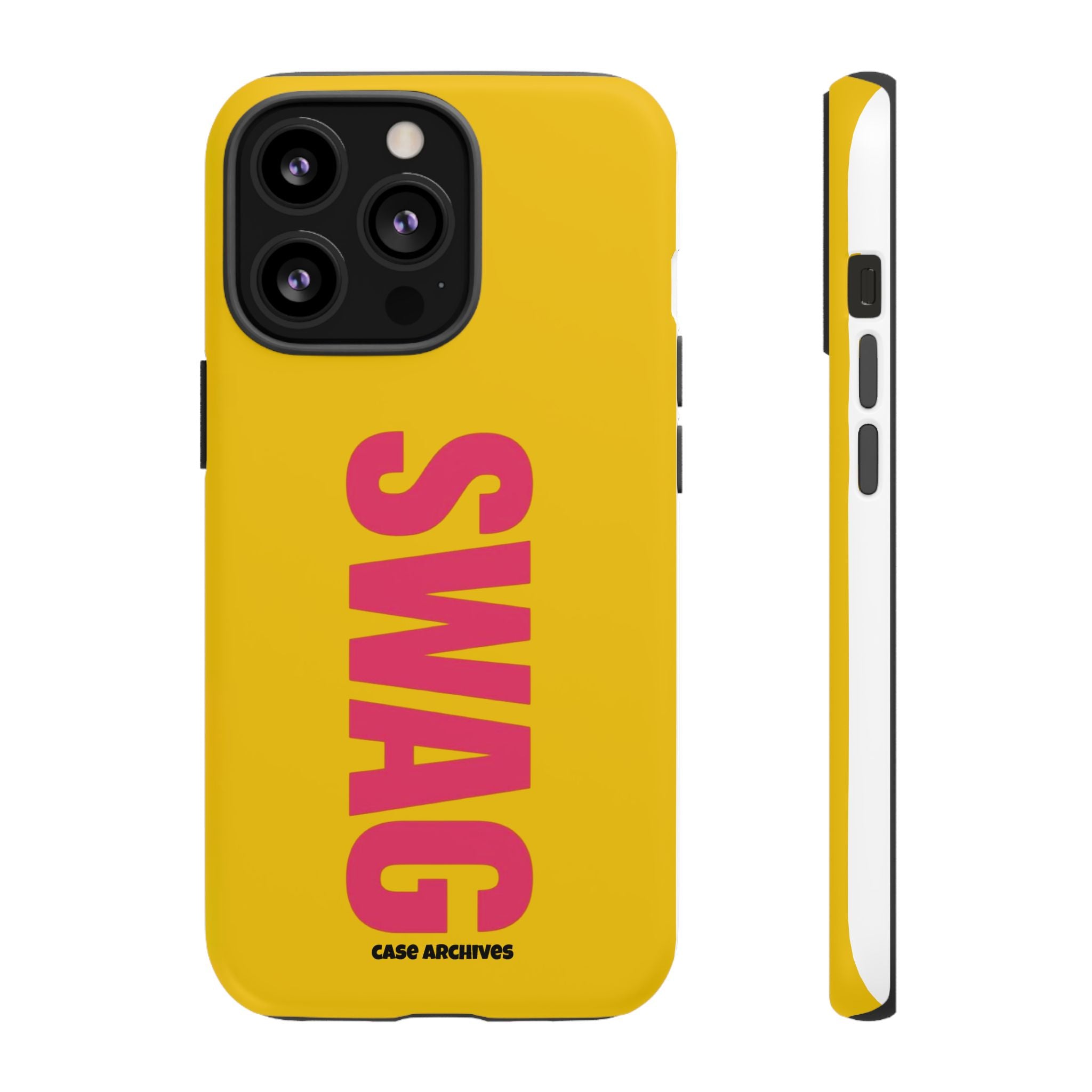 SWAG bold vertical text Phone Case | yellow pink typography