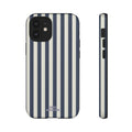 Navy & Cream Vertical Stripe Tough Phone Case