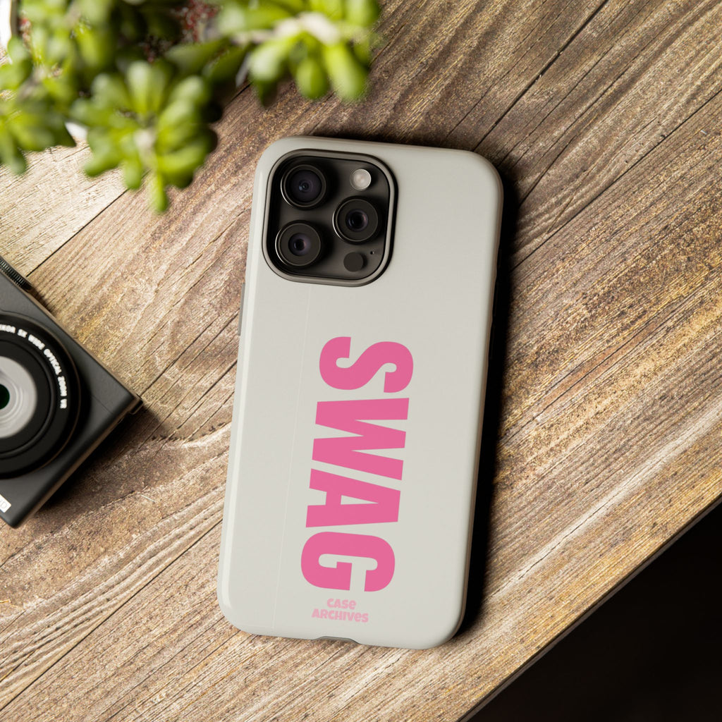 SWAG Phone Case — Bold Pink Vertical Text Tough Case