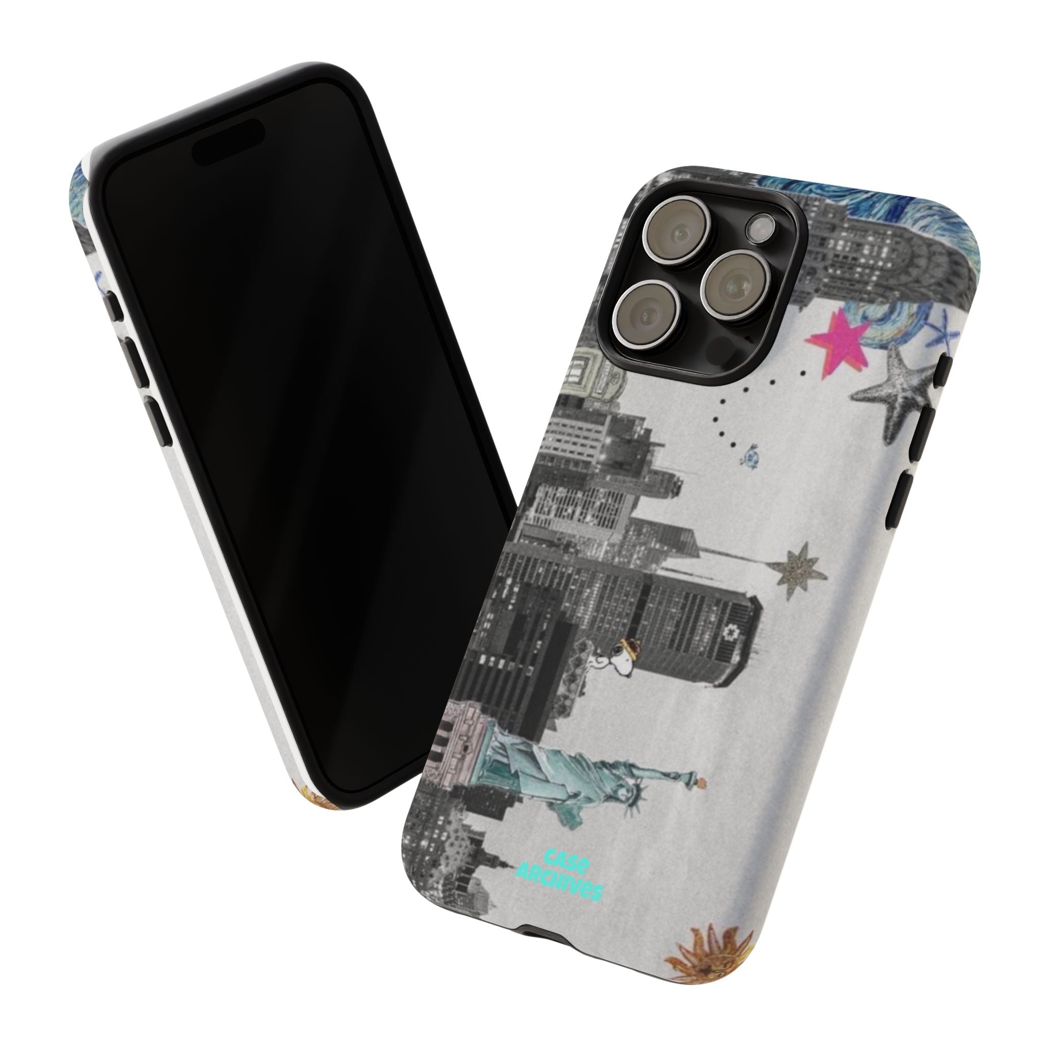 City Skyline Tough Phone Case – Statue of Liberty Urban Art Protective Cover