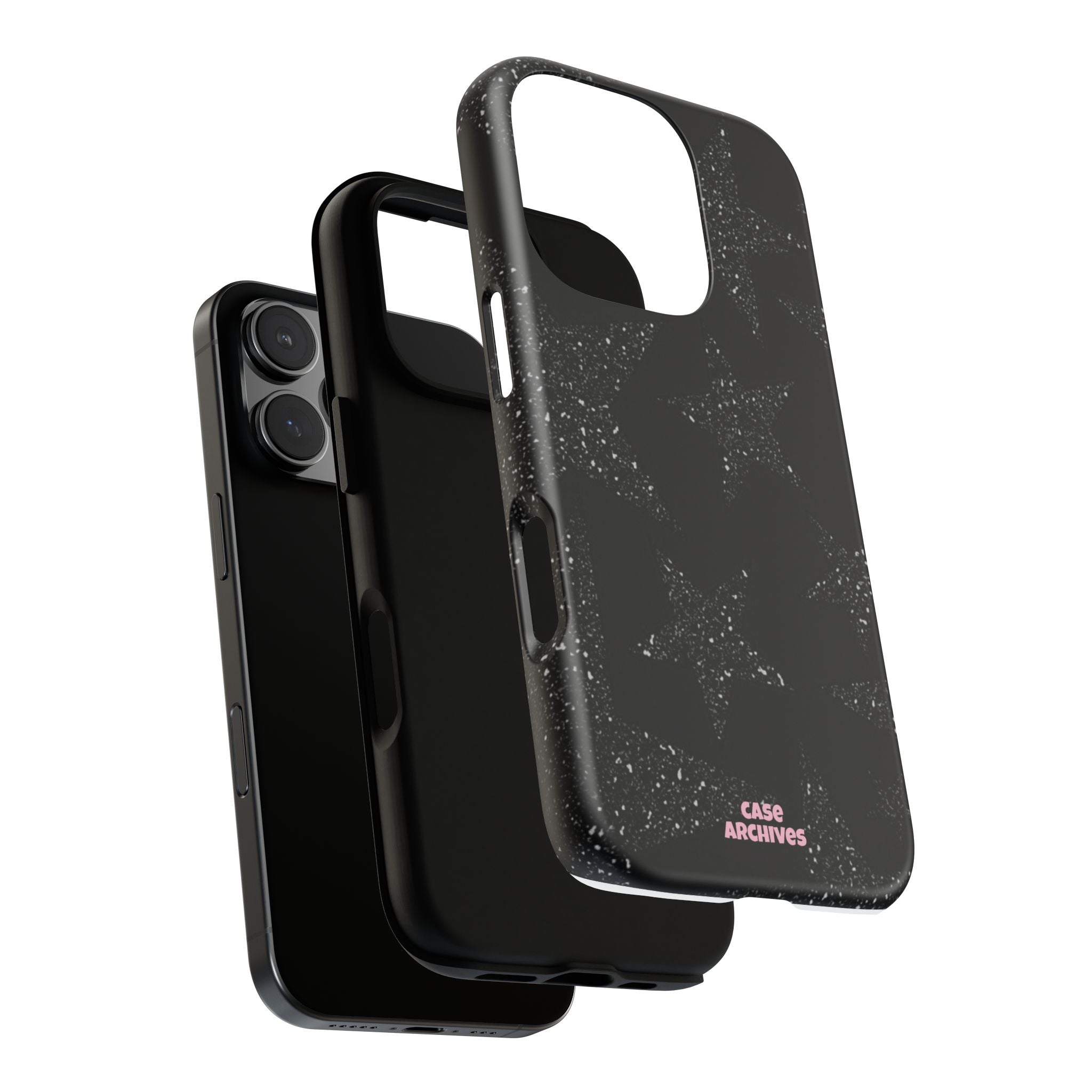 Glitter Star Tough Case — Black Sparkle Phone Protection