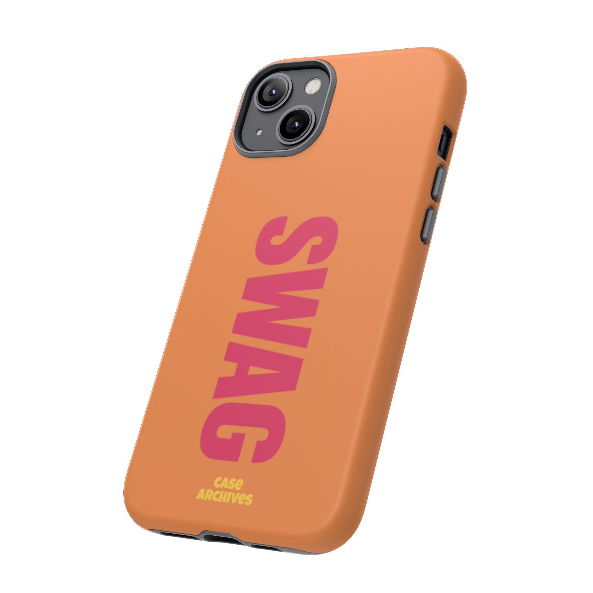 SWAG vertical text Tough Case | orange phone case, bold typography