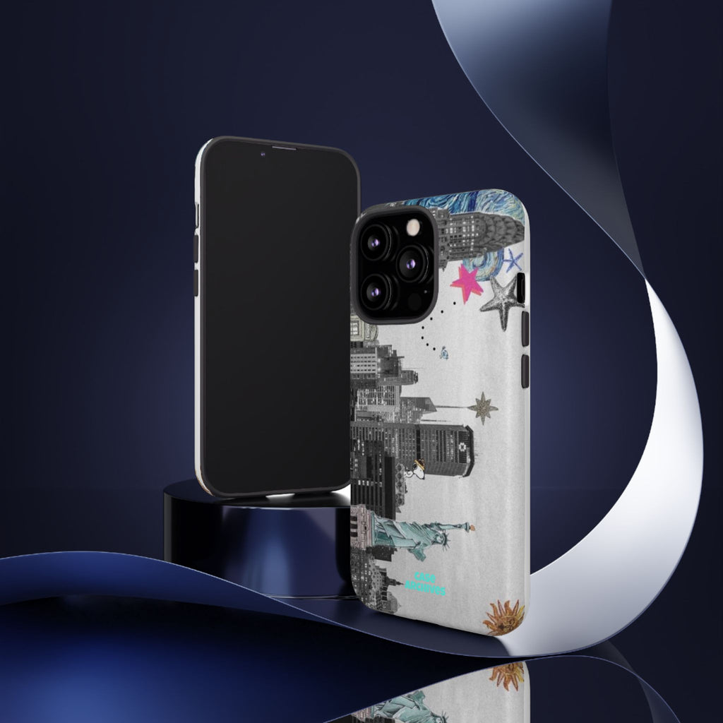City Skyline Tough Phone Case – Statue of Liberty Urban Art Protective Cover