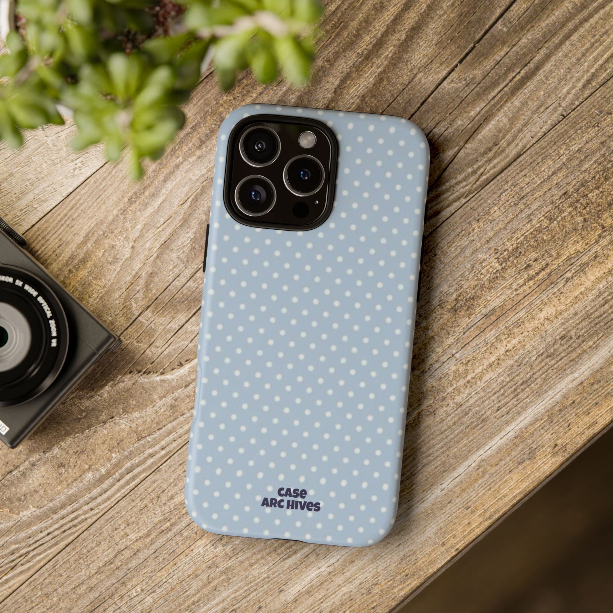 Pastel Blue Polka Dot Tough Phone Case — Protective iPhone Cover