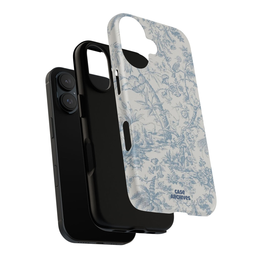 Toile Floral Tough Phone Case — Blue Vintage Botanical iPhone Protection