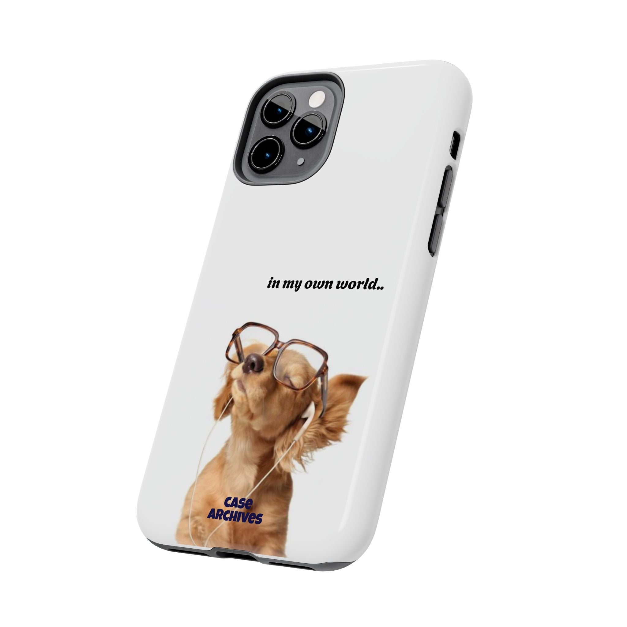 "In My Own World" Cute Dog Design, Durable Protective iPhone Case