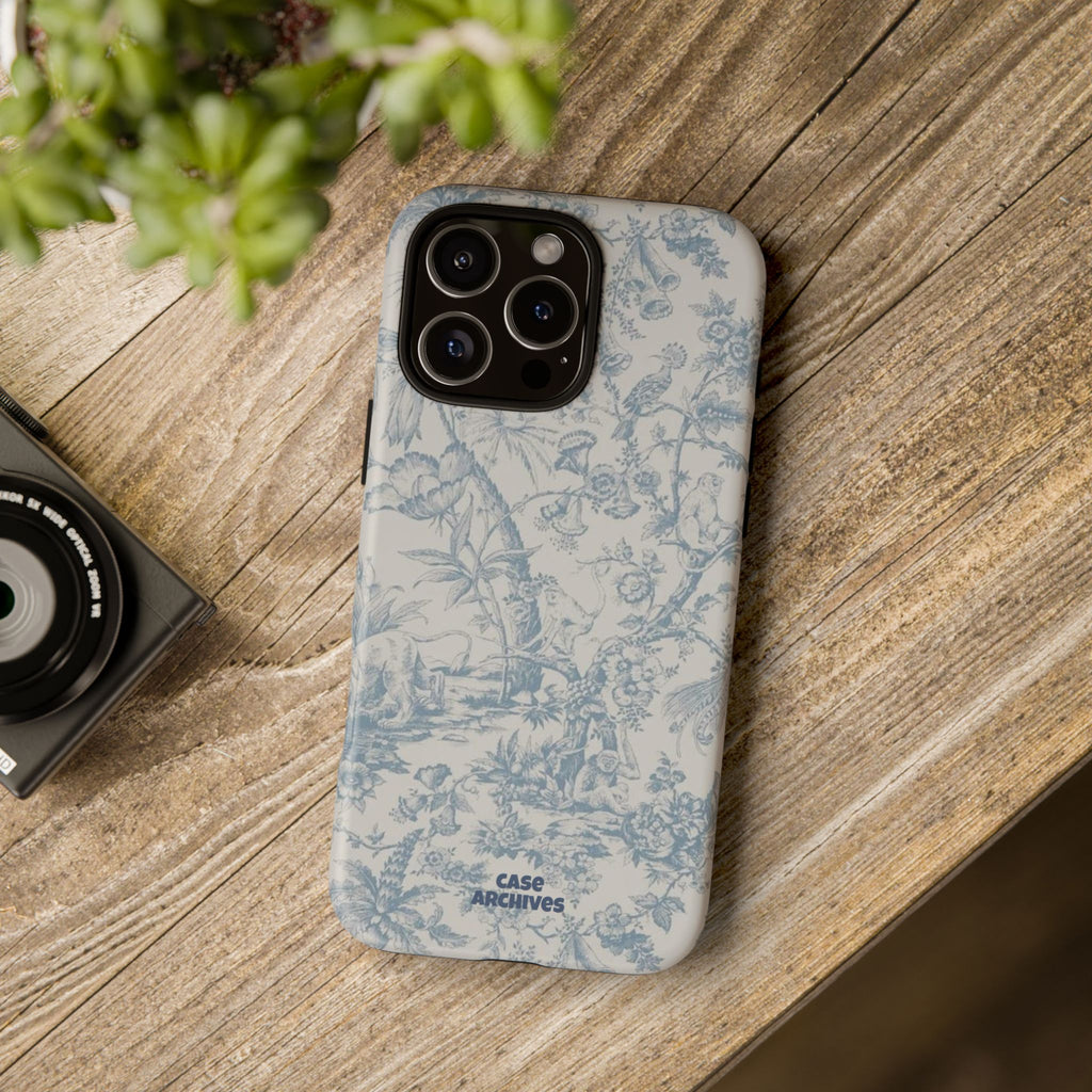 Toile Floral Tough Phone Case — Blue Vintage Botanical iPhone Protection