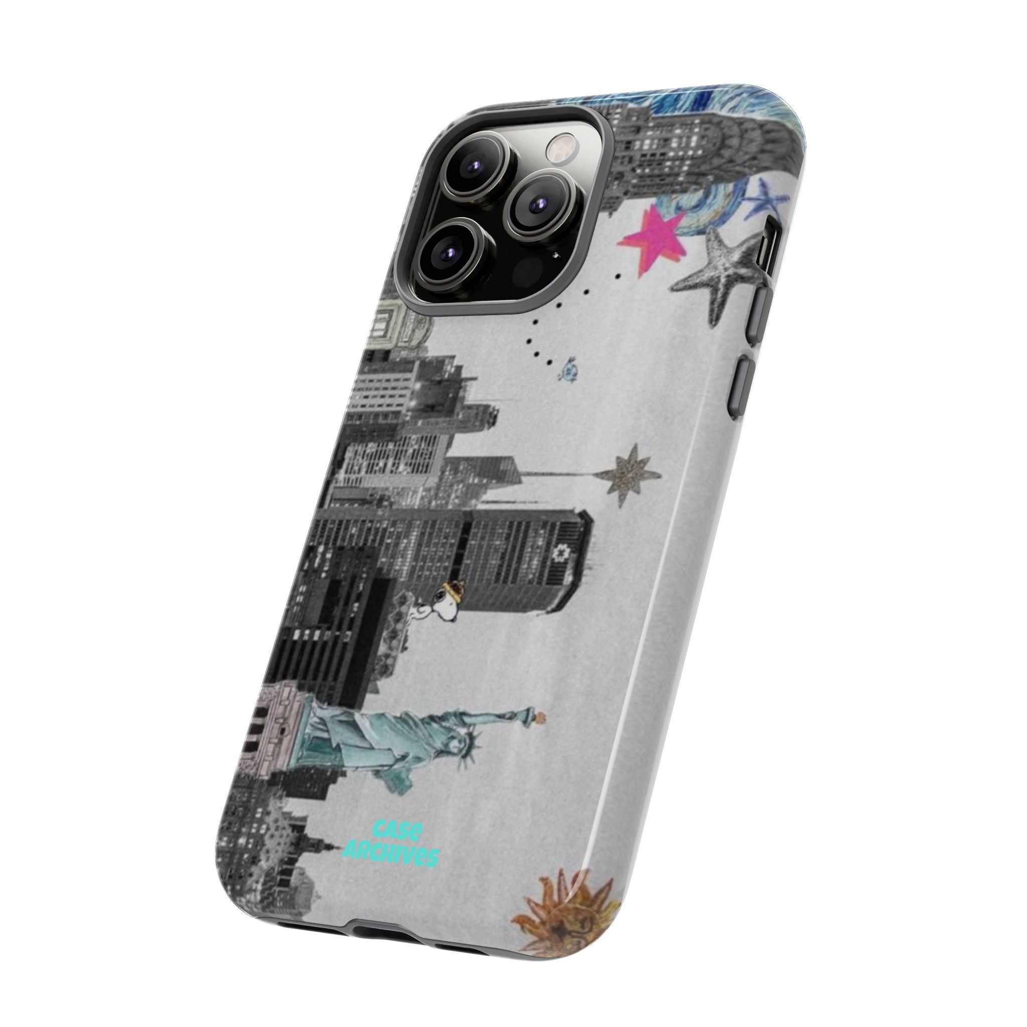City Skyline Tough Phone Case – Statue of Liberty Urban Art Protective Cover