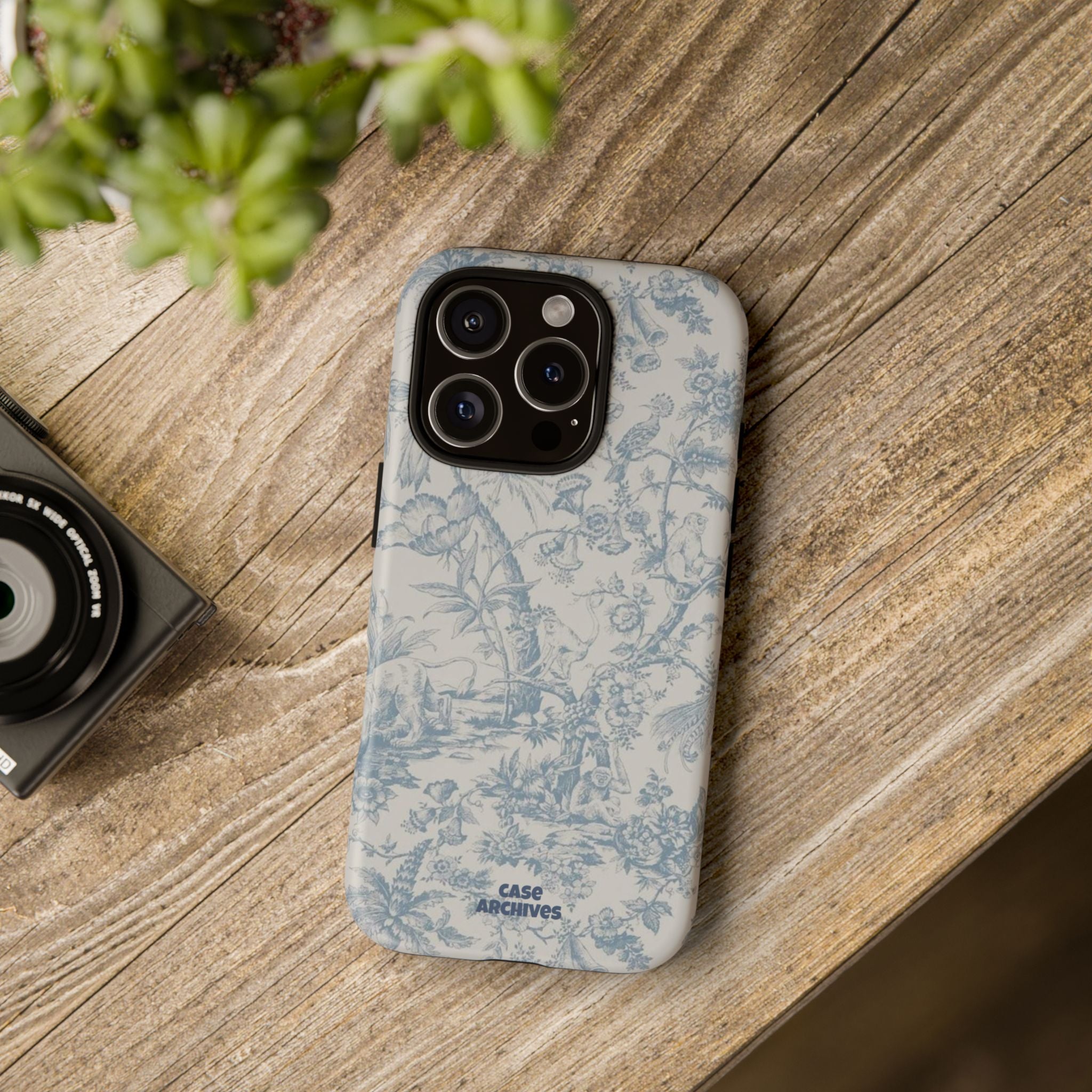 Toile Floral Tough Phone Case — Blue Vintage Botanical iPhone Protection