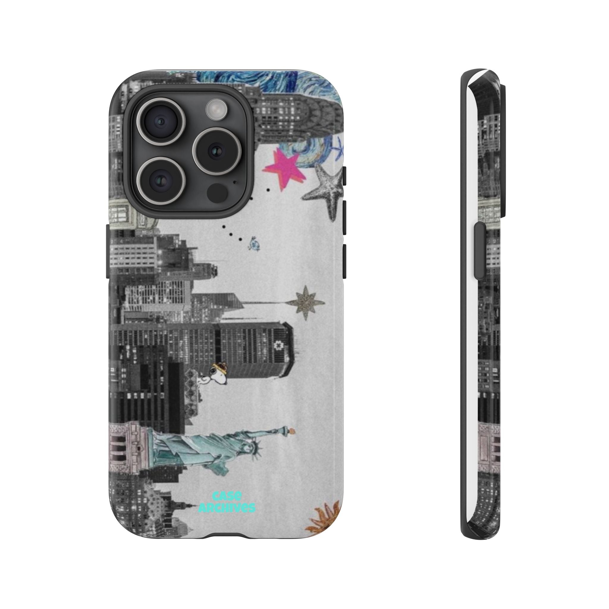 City Skyline Tough Phone Case – Statue of Liberty Urban Art Protective Cover