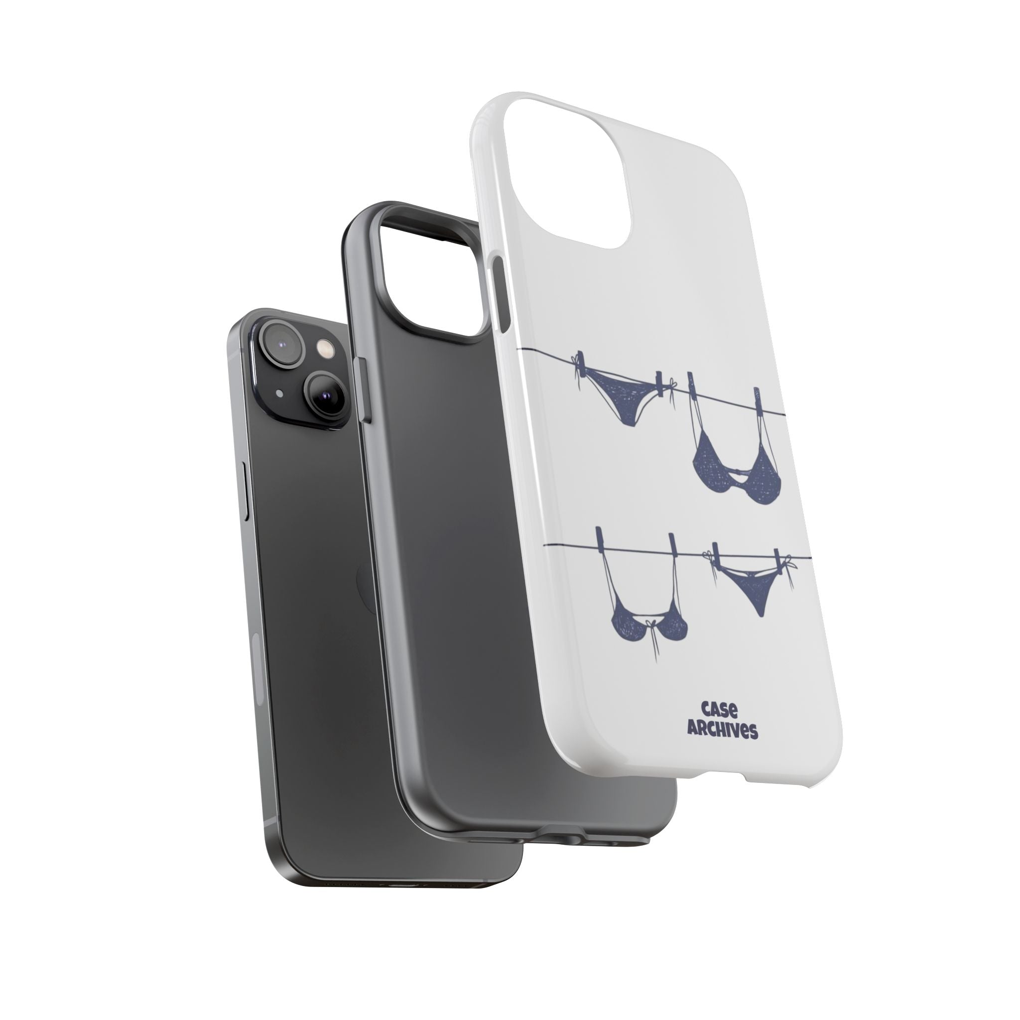 Phone Case — Blue swimsuit Clothesline Illustration Protective Cover
