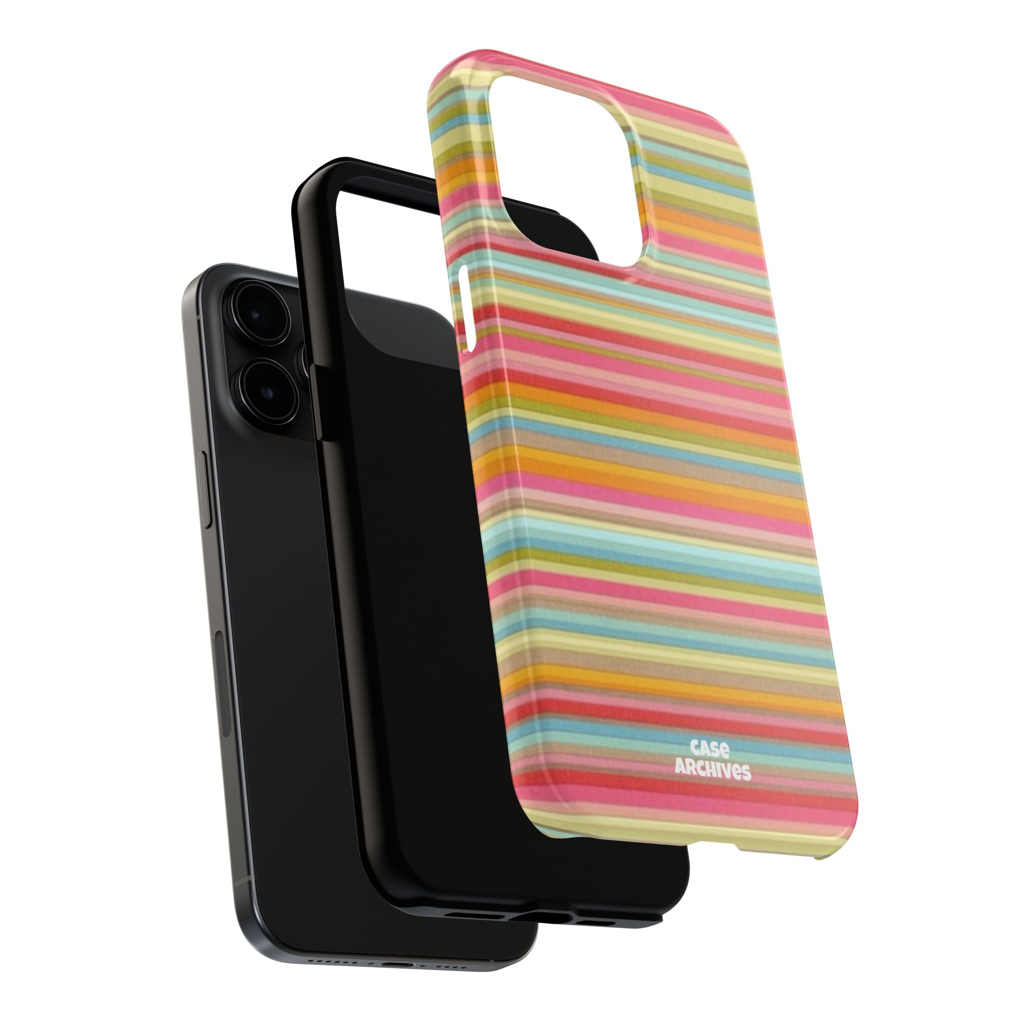 Tough Phone Case — Colorful Retro Striped Protective Cover