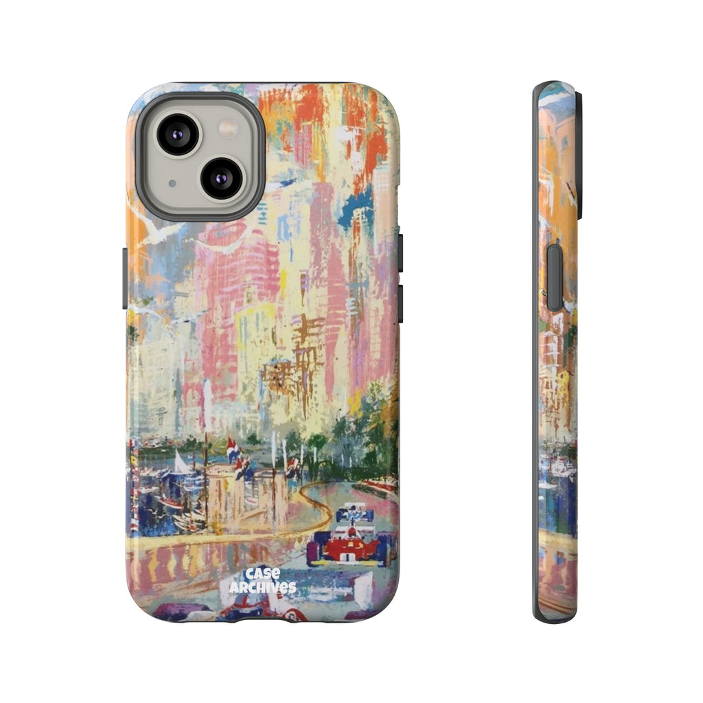 Racing Cityscape Phone Case — Vintage Grand Prix Art Protective Cover