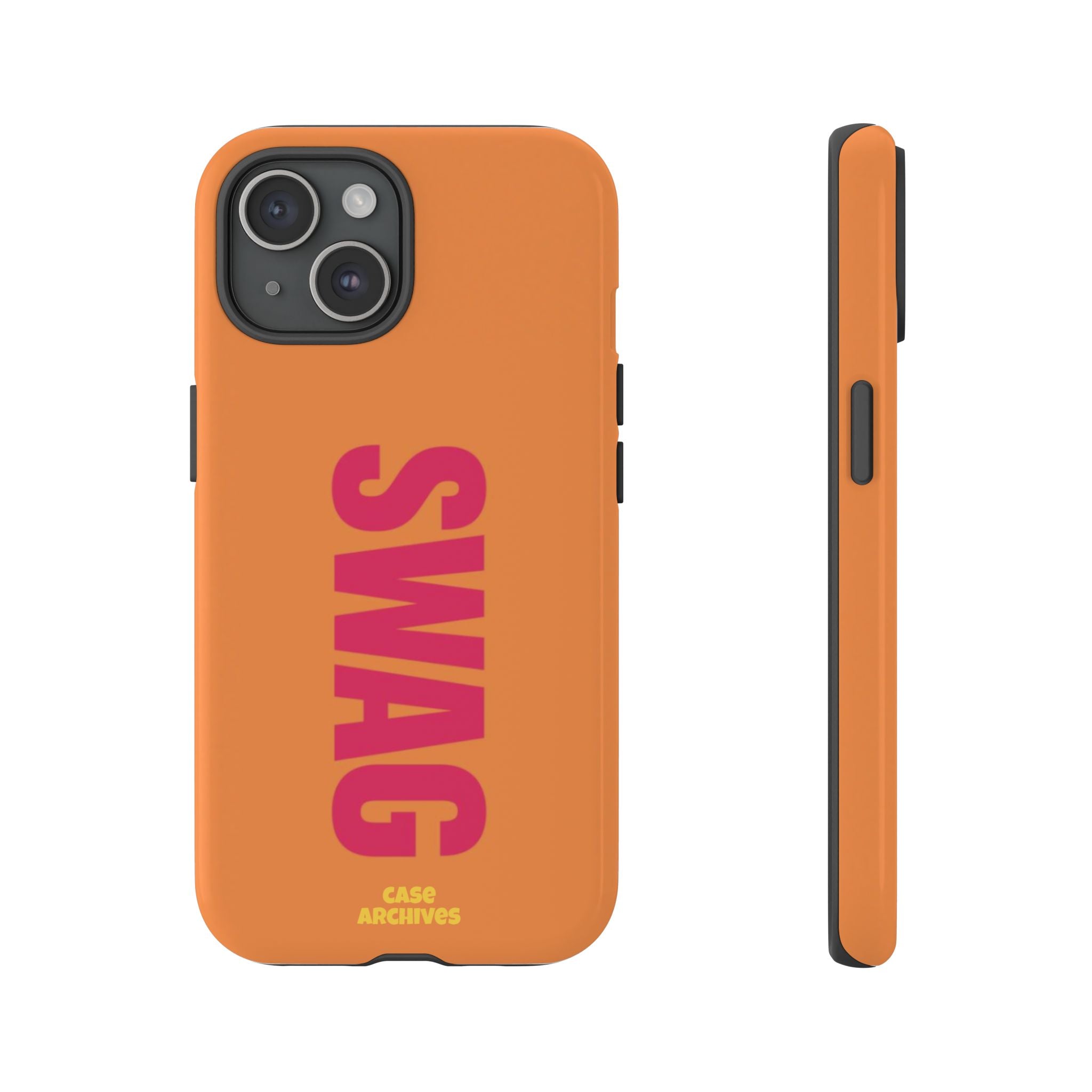 SWAG vertical text Tough Case | orange phone case, bold typography