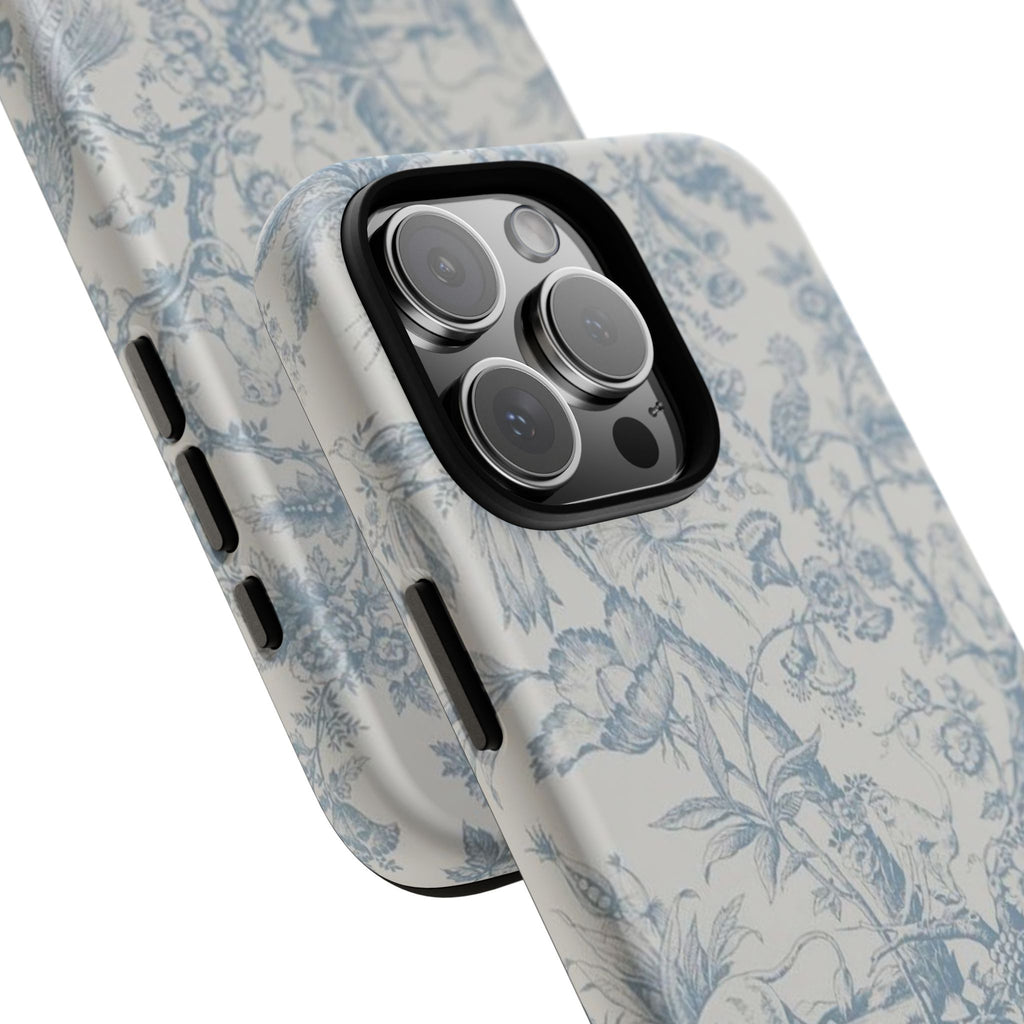Toile Floral Tough Phone Case — Blue Vintage Botanical iPhone Protection