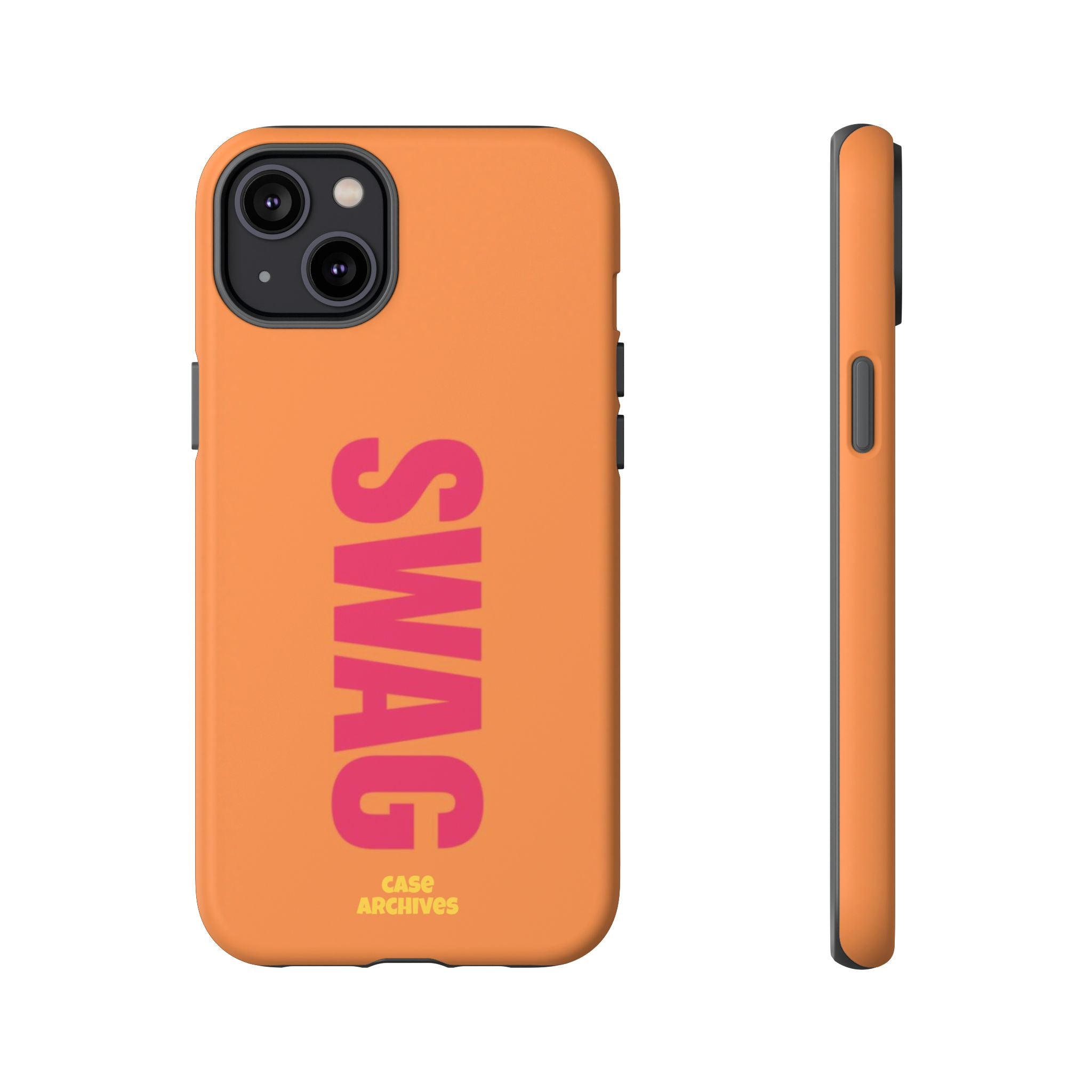 SWAG vertical text Tough Case | orange phone case, bold typography