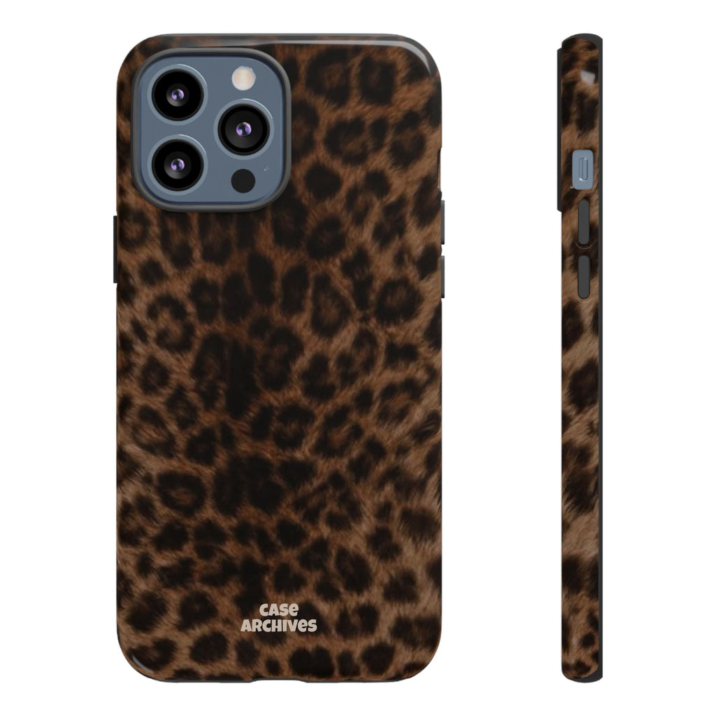 Leopard Print Phone Case — Protective Tough Case with Brown Animal Print