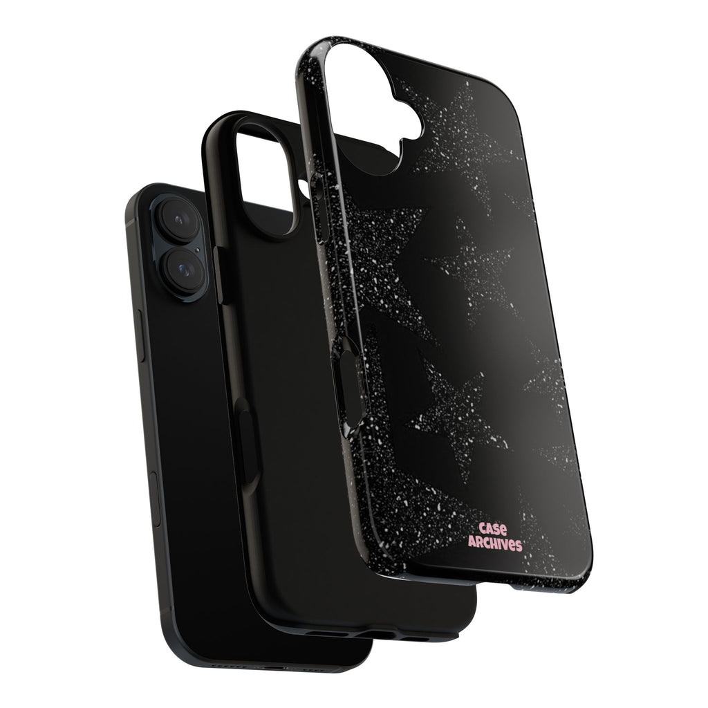 Glitter Star Tough Case — Black Sparkle Phone Protection